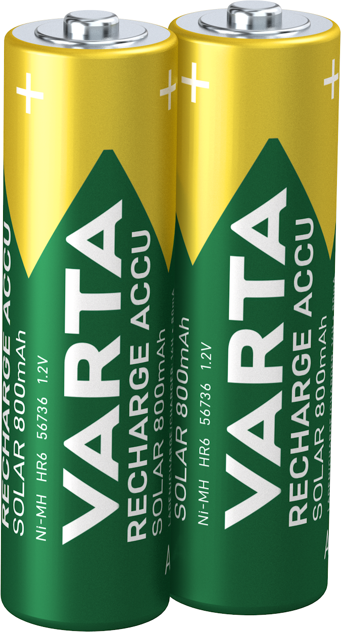 2 Akku-Batterien RECHARGE ACCU Solar AA 800 mAh