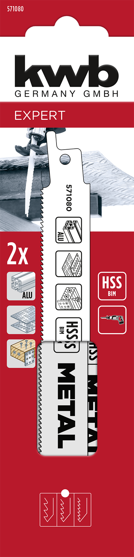 HSS-Bi-Metall-Säbelsägeblätter 152/132 mm, Metallbearbeitung, mittel