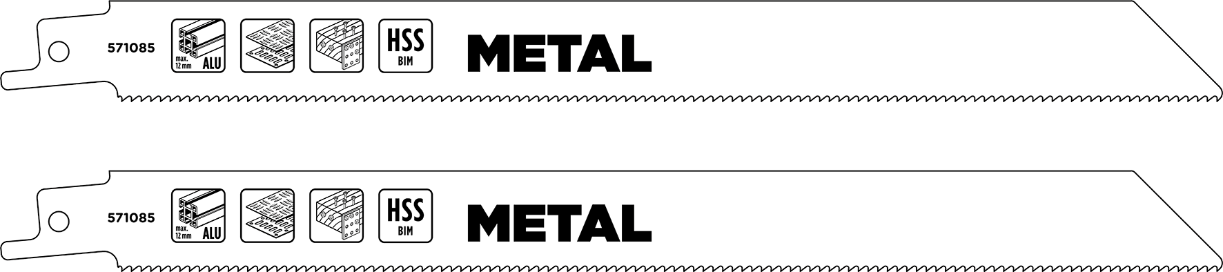 HSS-Bi-Metall-Säbelsägeblätter 229/205 mm, Metallbearbeitung, mittel