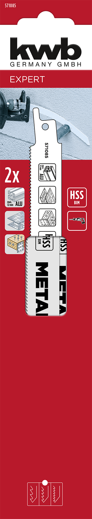 HSS-Bi-Metall-Säbelsägeblätter 229/205 mm, Metallbearbeitung, mittel