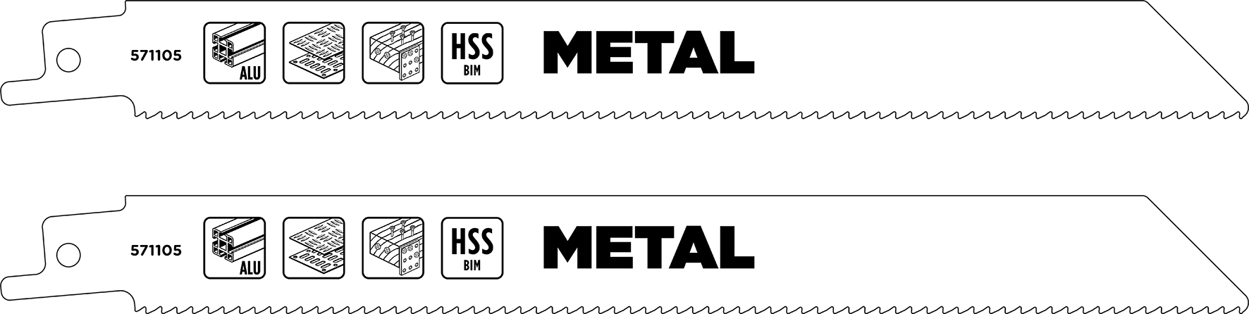 HSS-Bi-Metall-Säbelsägeblätter 203/181 mm, Metallbearbeitung, mittel