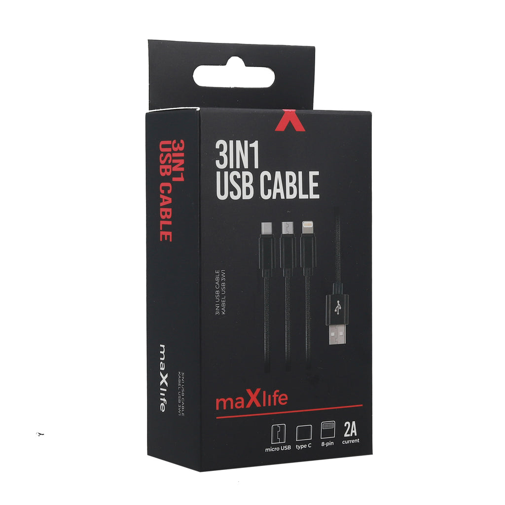 3in1 USB Ladekabel für USB-C, Lightning und Micro USB Schnittstelle