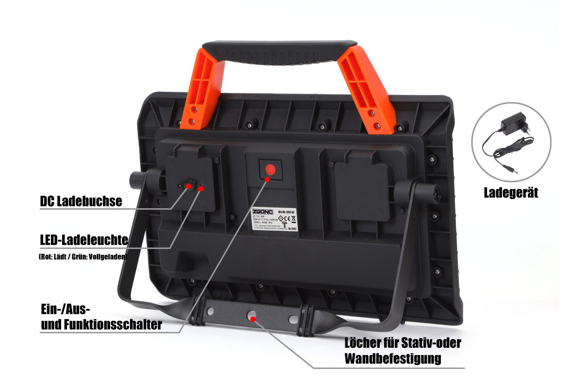 Akku-LED Arbeitsleuchte tragbar extradünn, 30W
