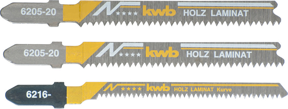 Stichsägeblatt-Set, LAMINAT, Holzbearbeitung, Bi-Metall, 2 x fein, 1 x Kurve