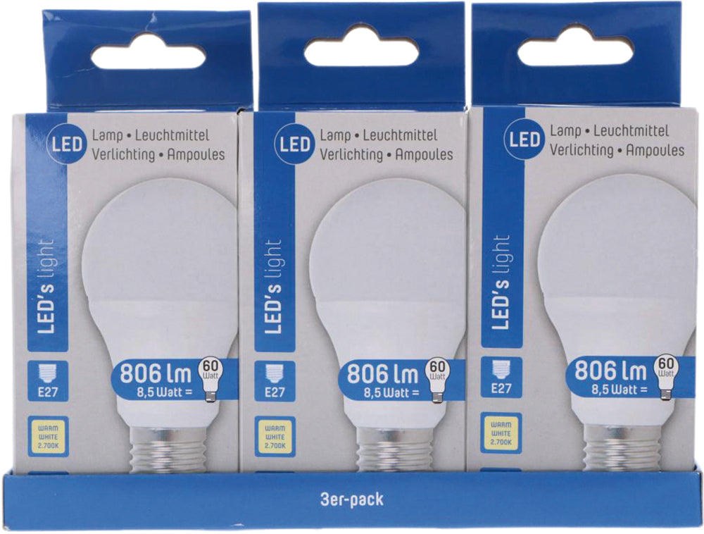 3 LED-Lampen E 27, 9 W
