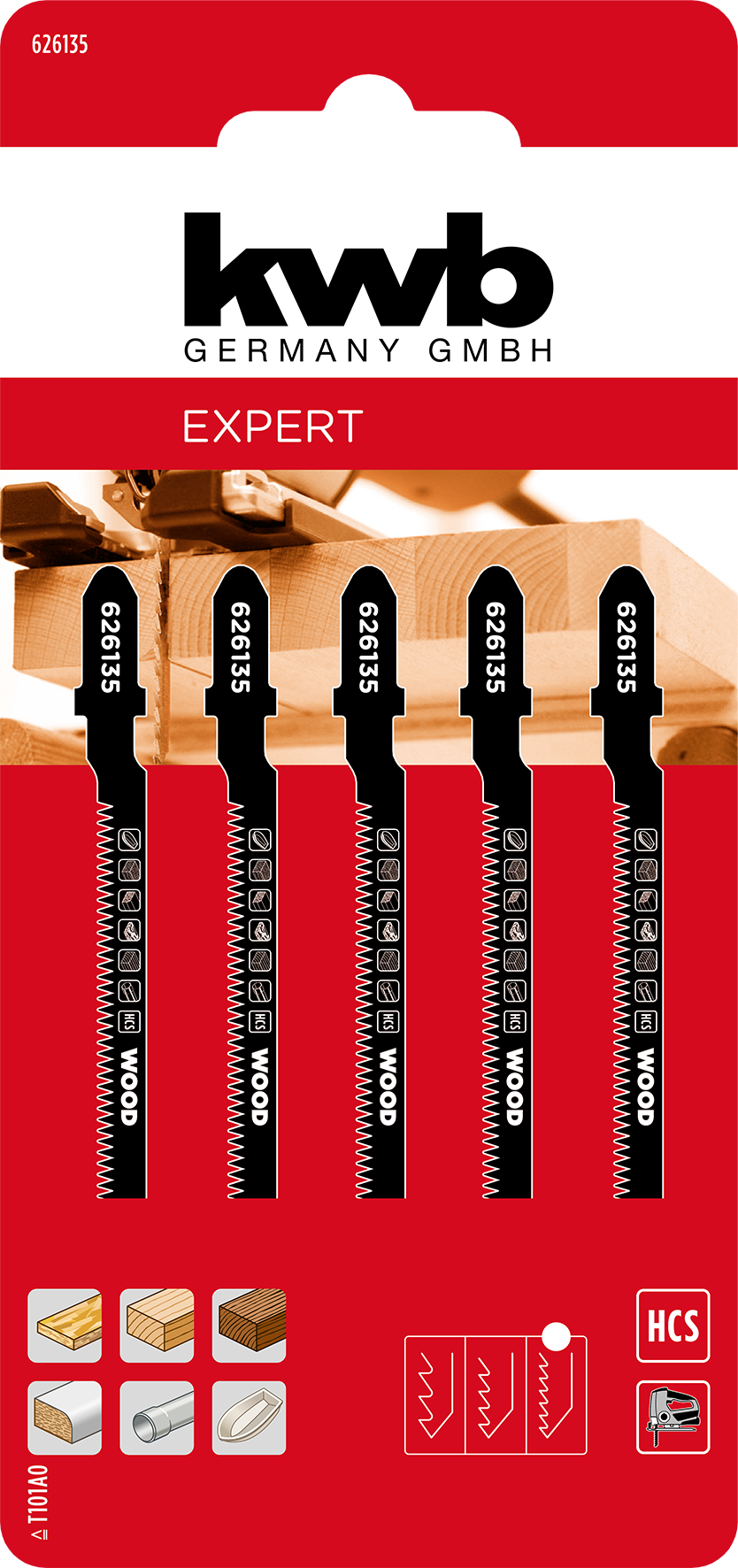 Stichsägeblätter HCS Stahl, T-Schaft, Kurve, 5Stk.