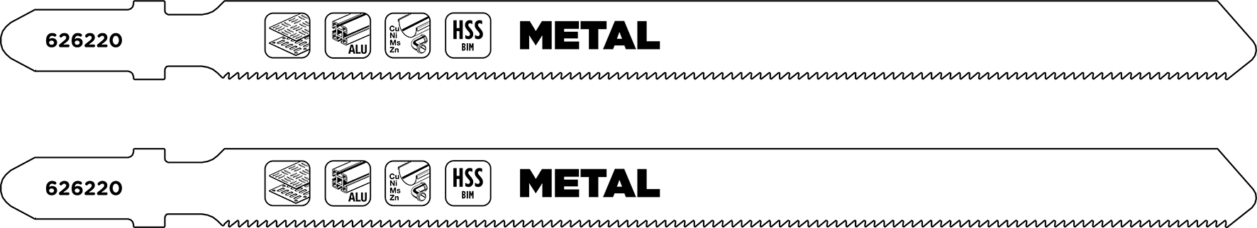 HSS-Bi-Metall-Stichsägeblätter, T-Schaft, extra lang, fein