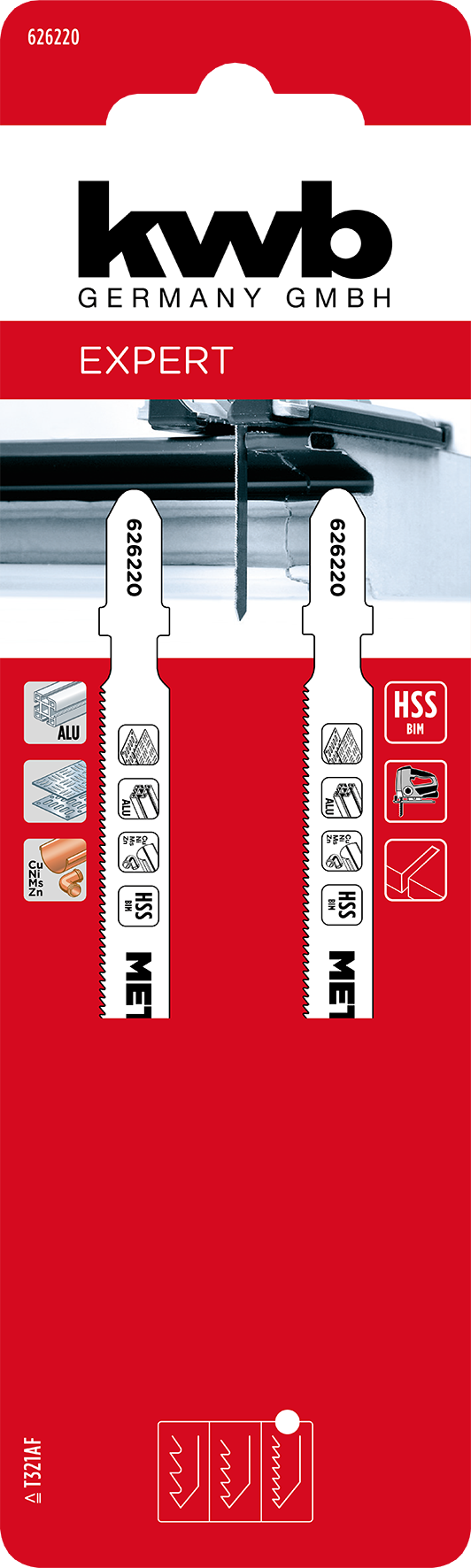 HSS-Bi-Metall-Stichsägeblätter, T-Schaft, extra lang, fein
