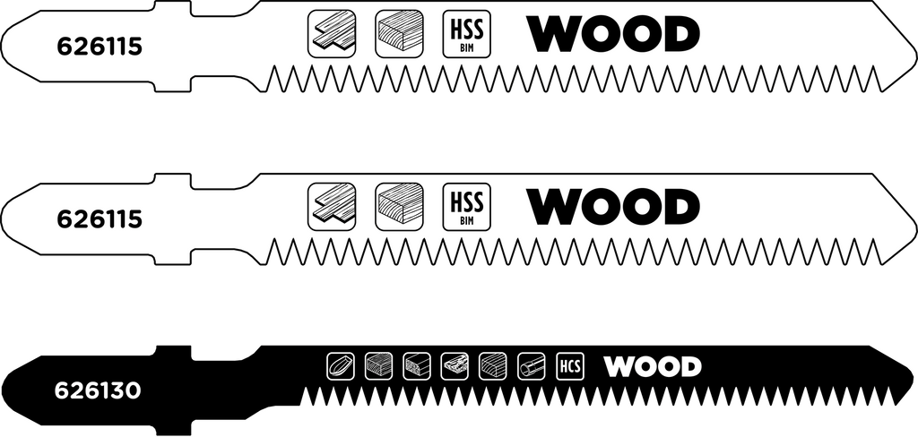 HCS+HSS-Bi-Metall-Stichsägeblatt-Set 3-tlg., LAMINAT, Holzbearbeitung, 2 x fein, 1 x Kurve