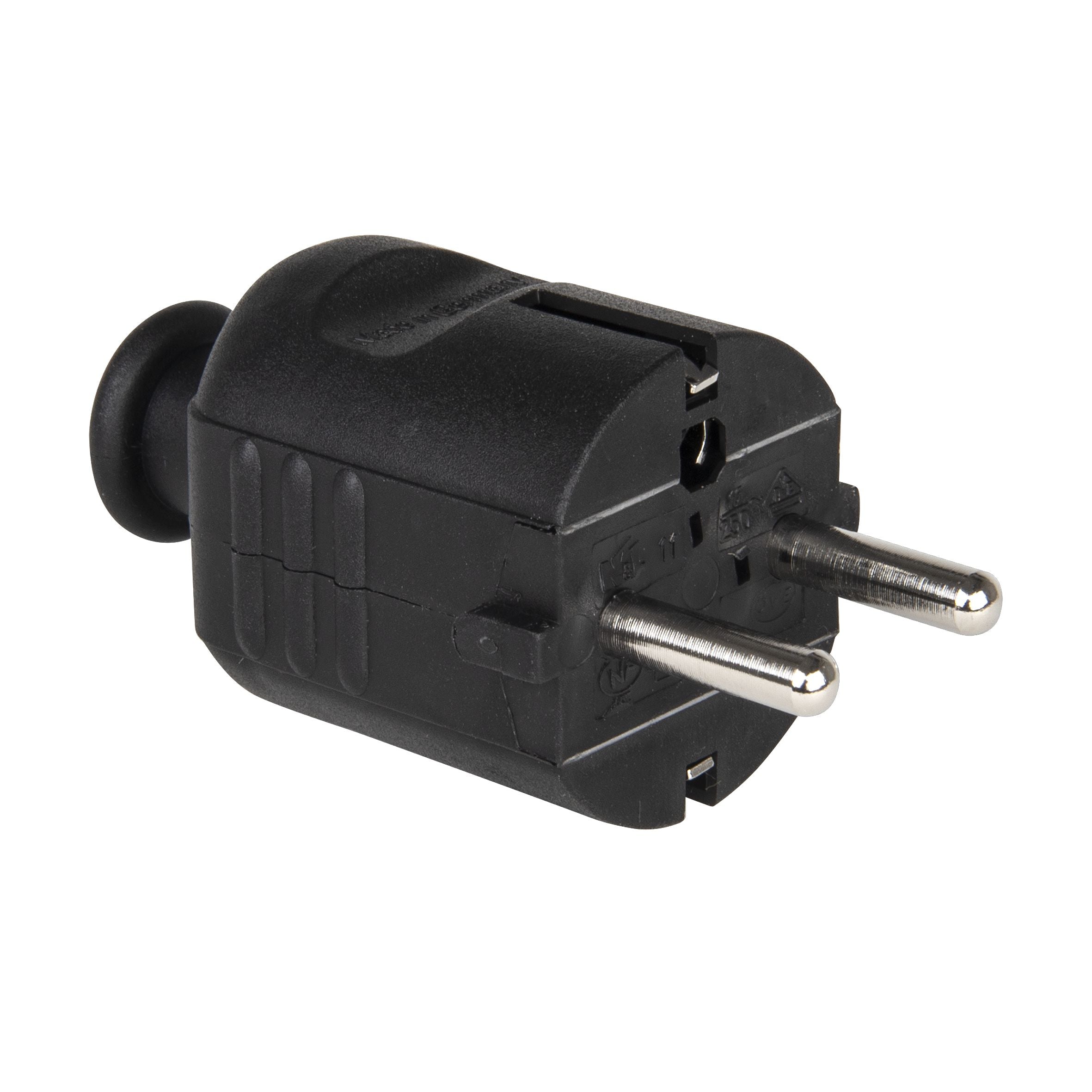 Schutzkontaktstecker PP 2SL Tülle zentral IP20 schwarz