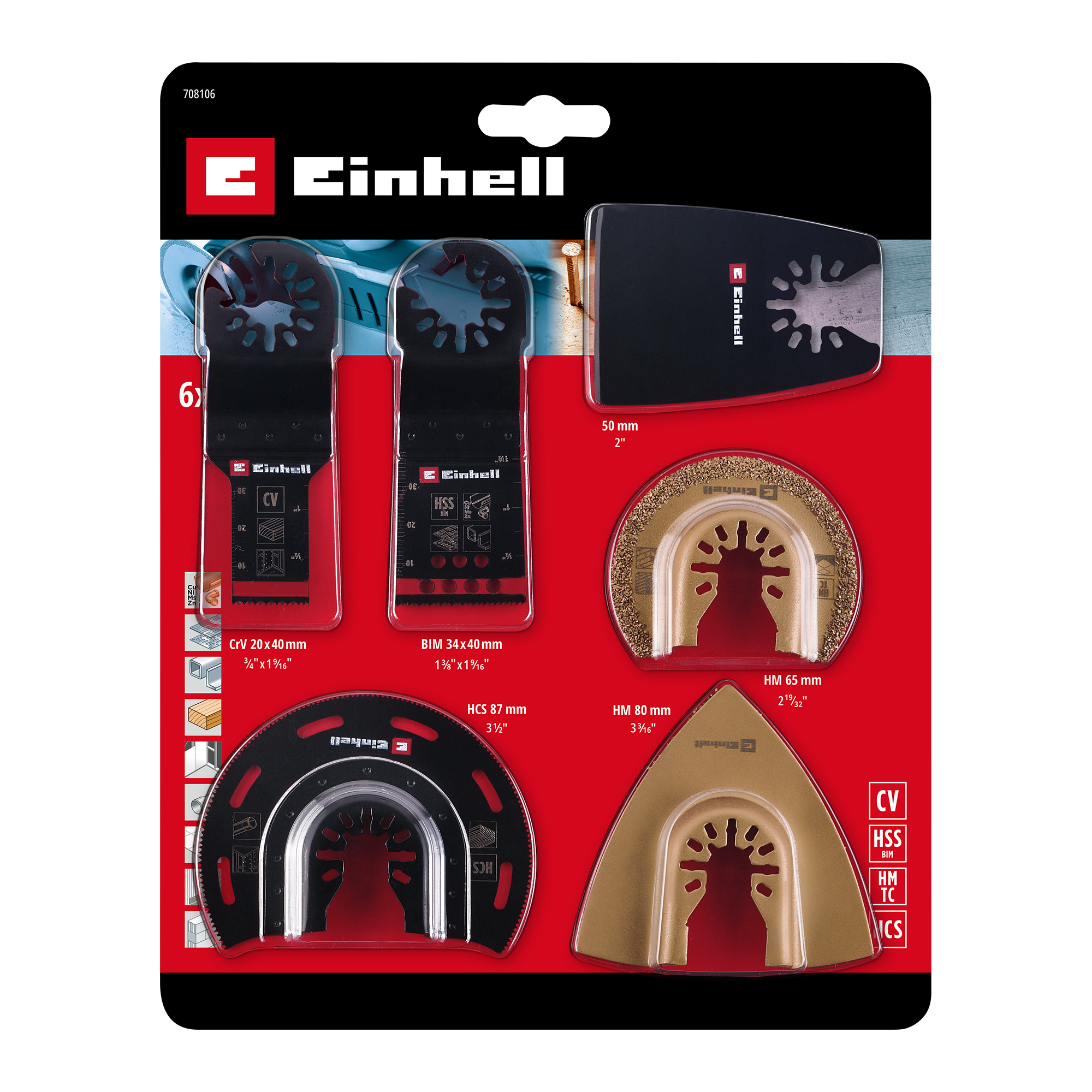 Multitool-Set mit Universalaufnahme, 6-tlg.
