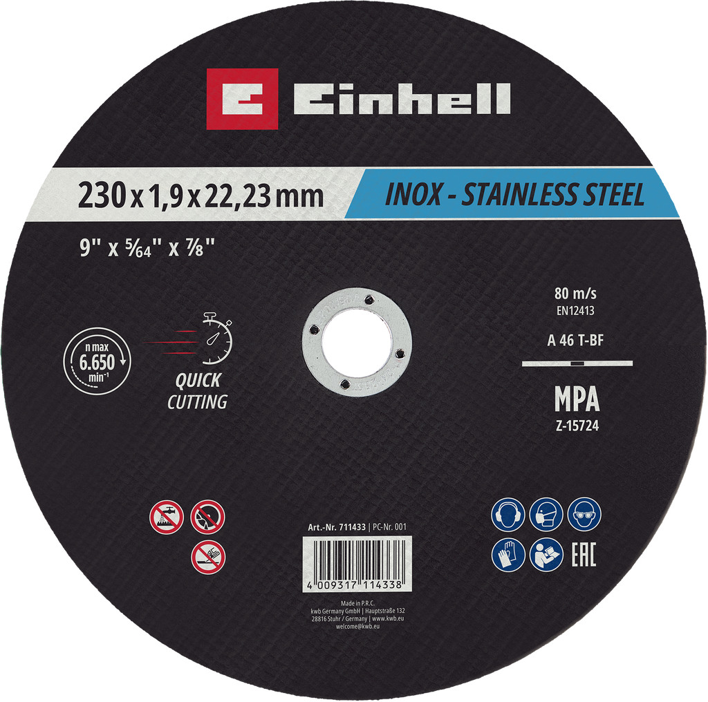10 Inox-Gewebetrennscheiben für Metall, gerade, extra dünn, Ø 230 x 2 mm