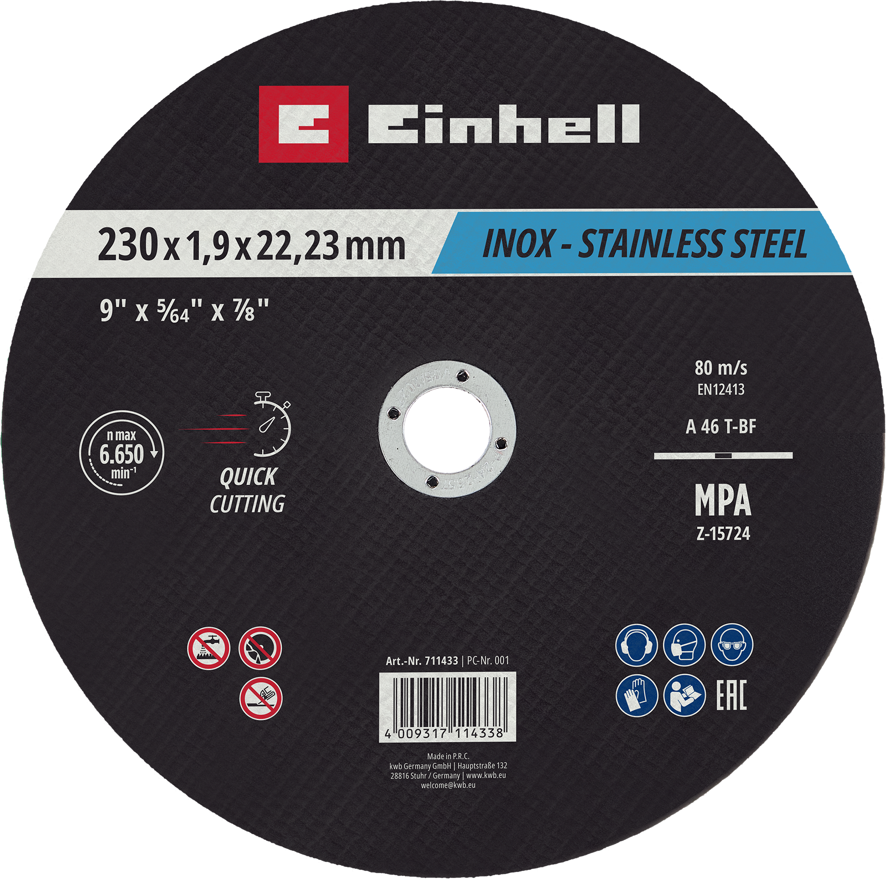 10 Inox-Gewebetrennscheiben für Metall, gerade, extra dünn, Ø 230 x 2 mm