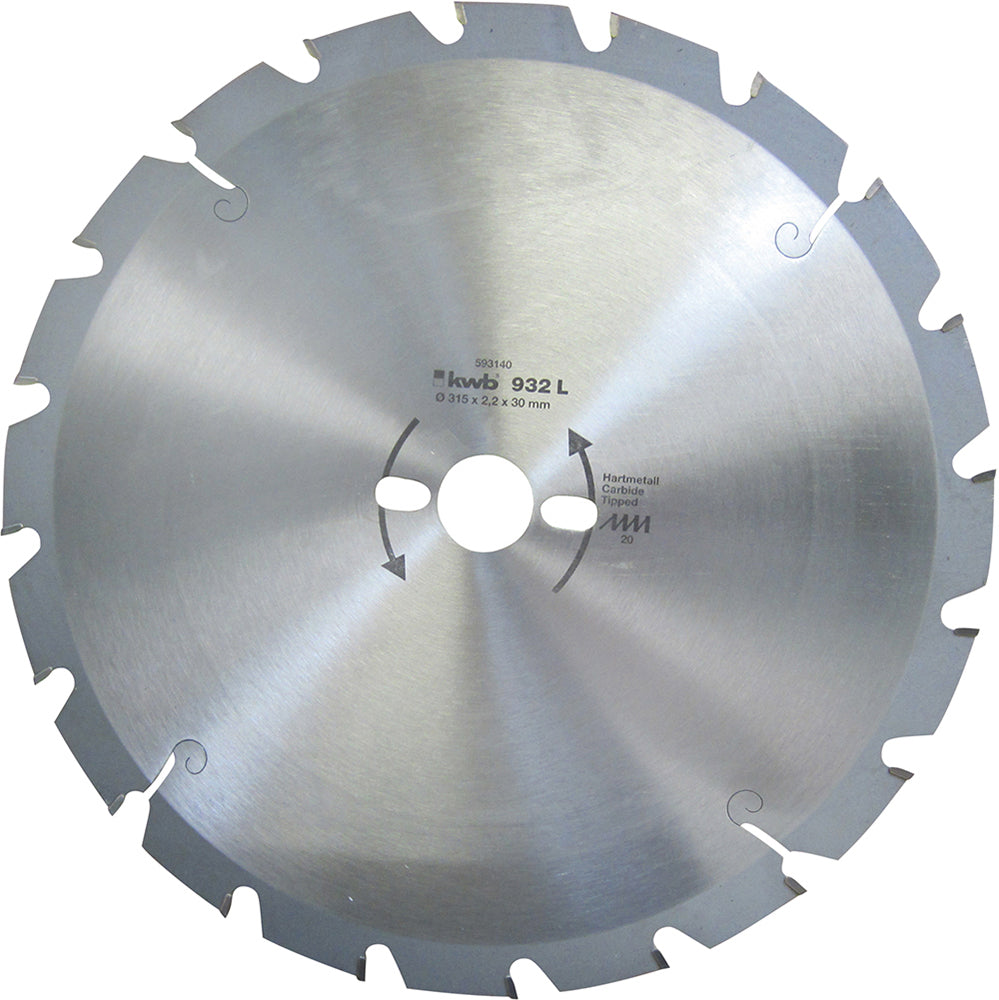 Bau-HM-Kreissägeblatt 315 x 30 mm Ø, 20 Zähne
