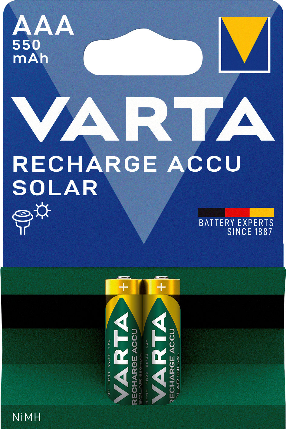 2 Akku-Batterien RECHARGE ACCU Solar AAA 550 mAh