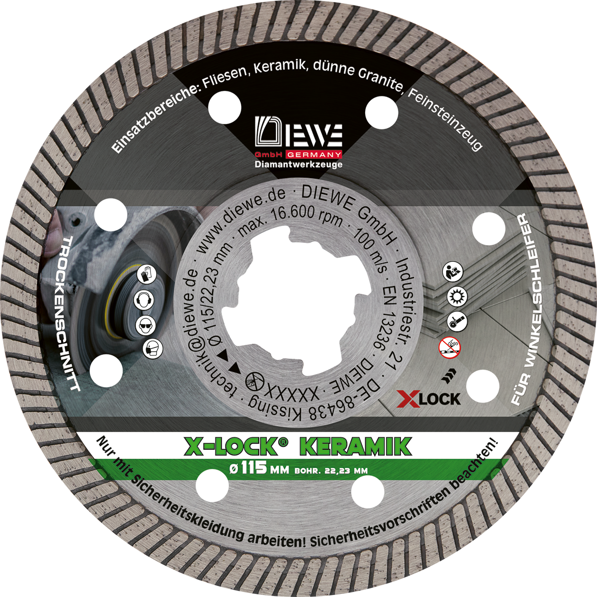 Diamanttrennscheibe KERAMIK Turbo Fine 115 X-Lock