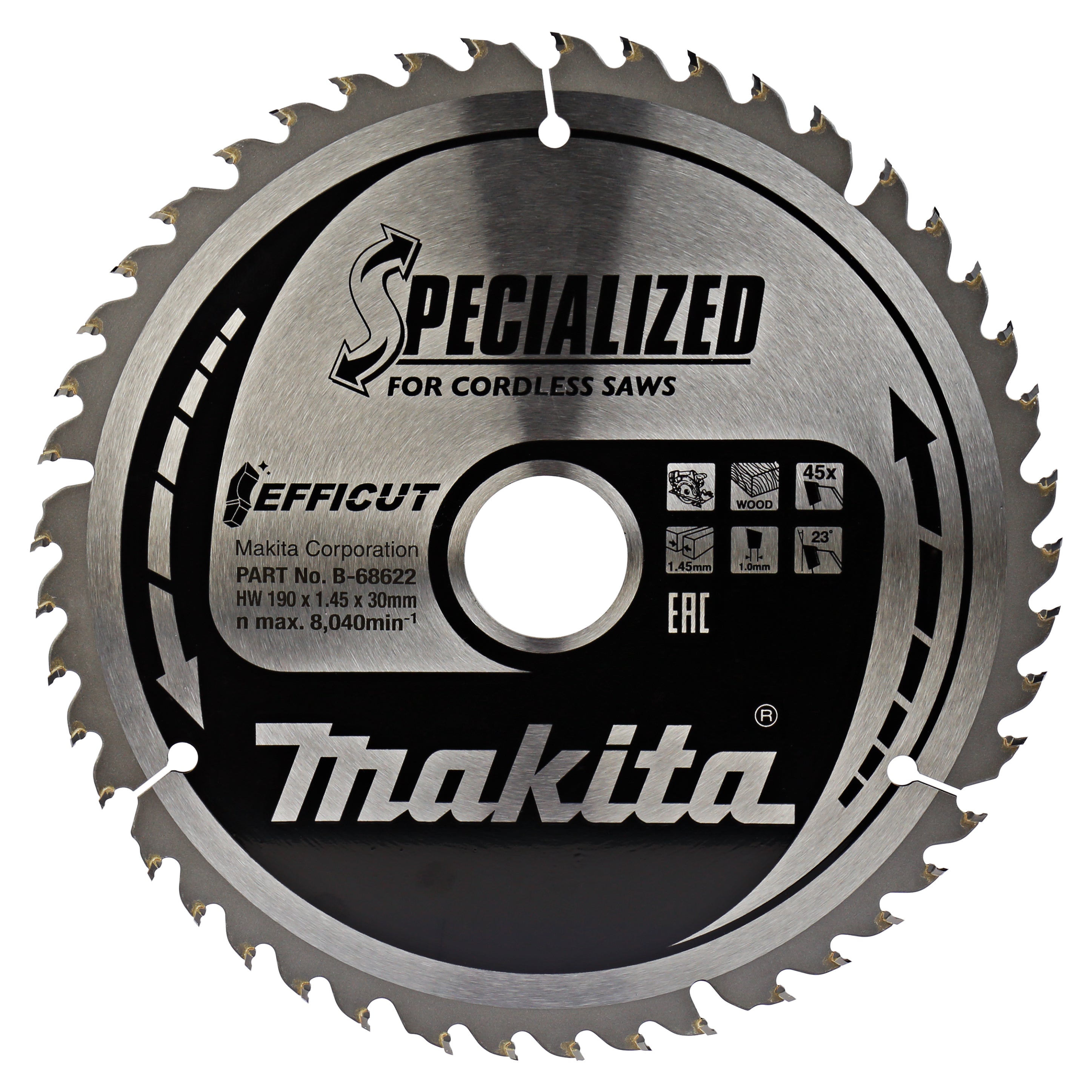 Efficut Handkreissägeblatt / 190 x 30 mm / 45 Zähne