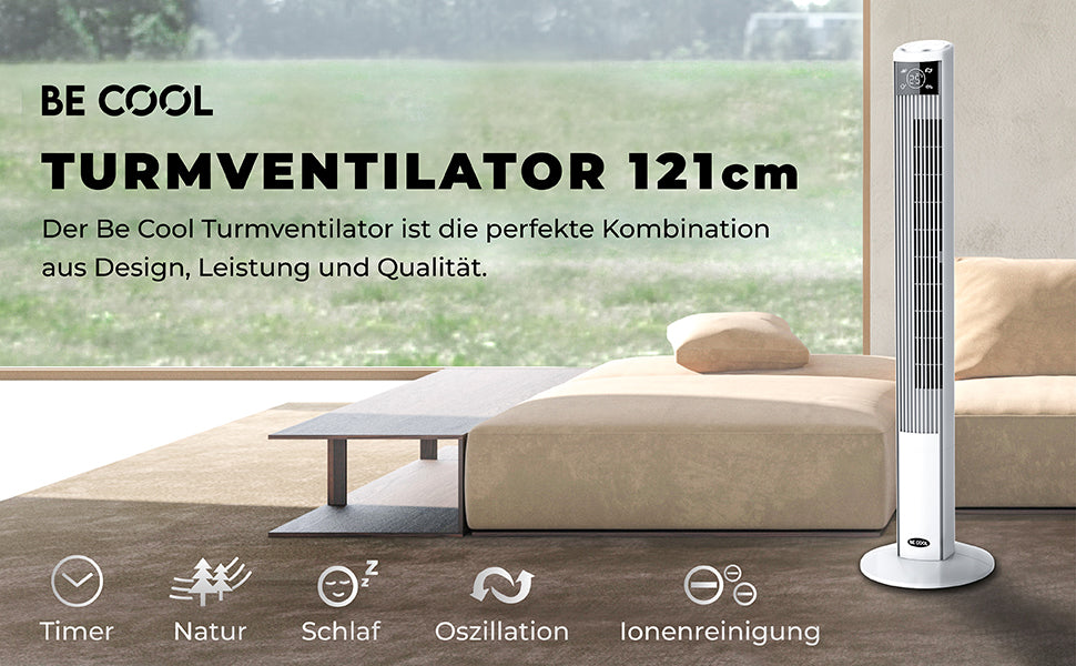 Turmventilator 121cm weiß