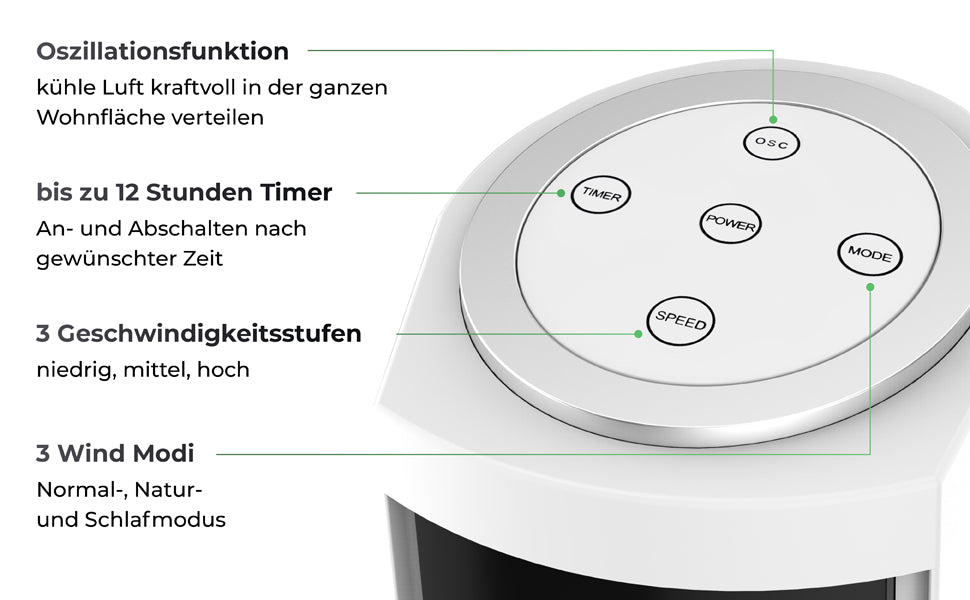 Turmventilator 121cm weiß