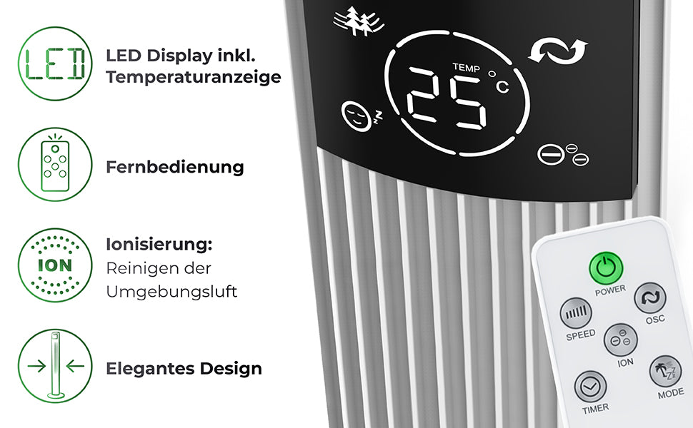 Turmventilator 121cm weiß