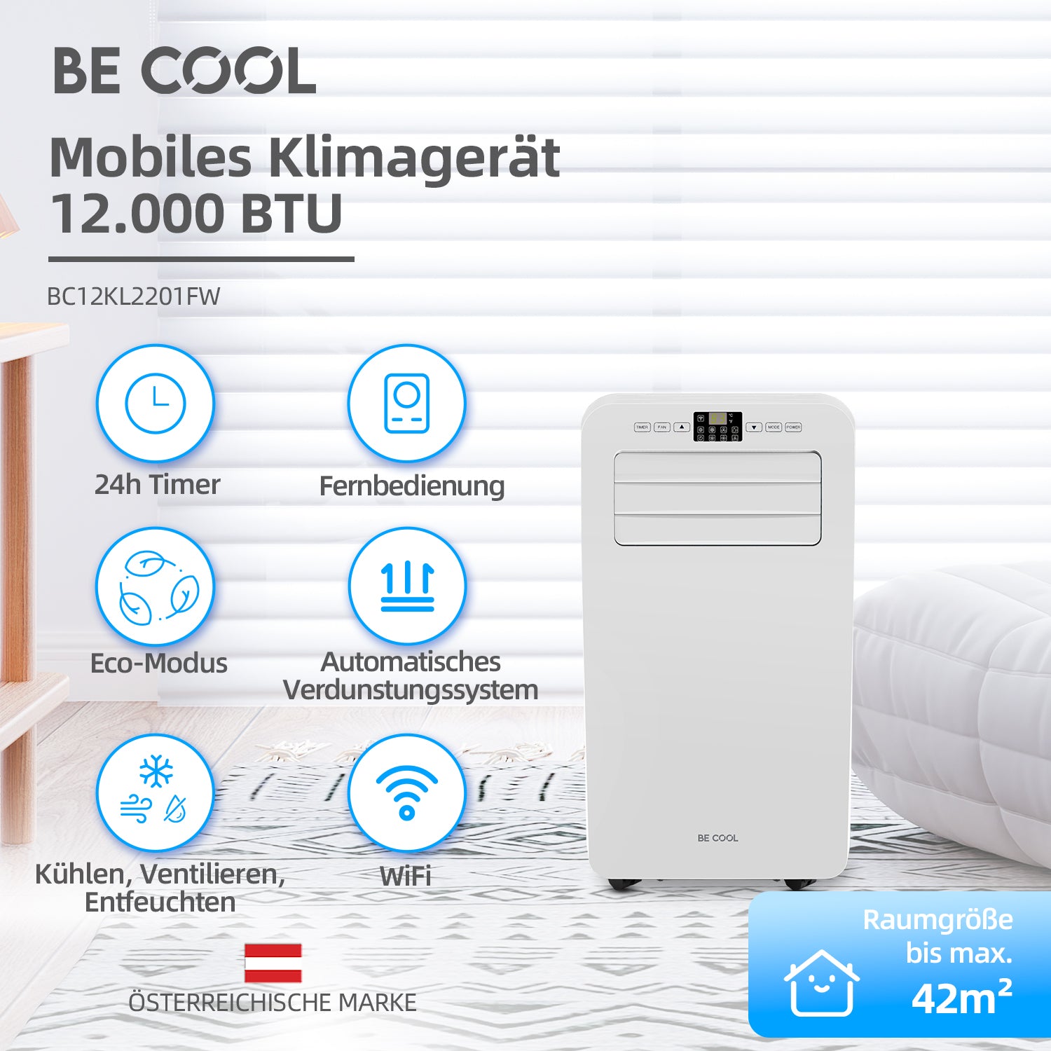 Klimagerät 12.000 BTU mit WIFI