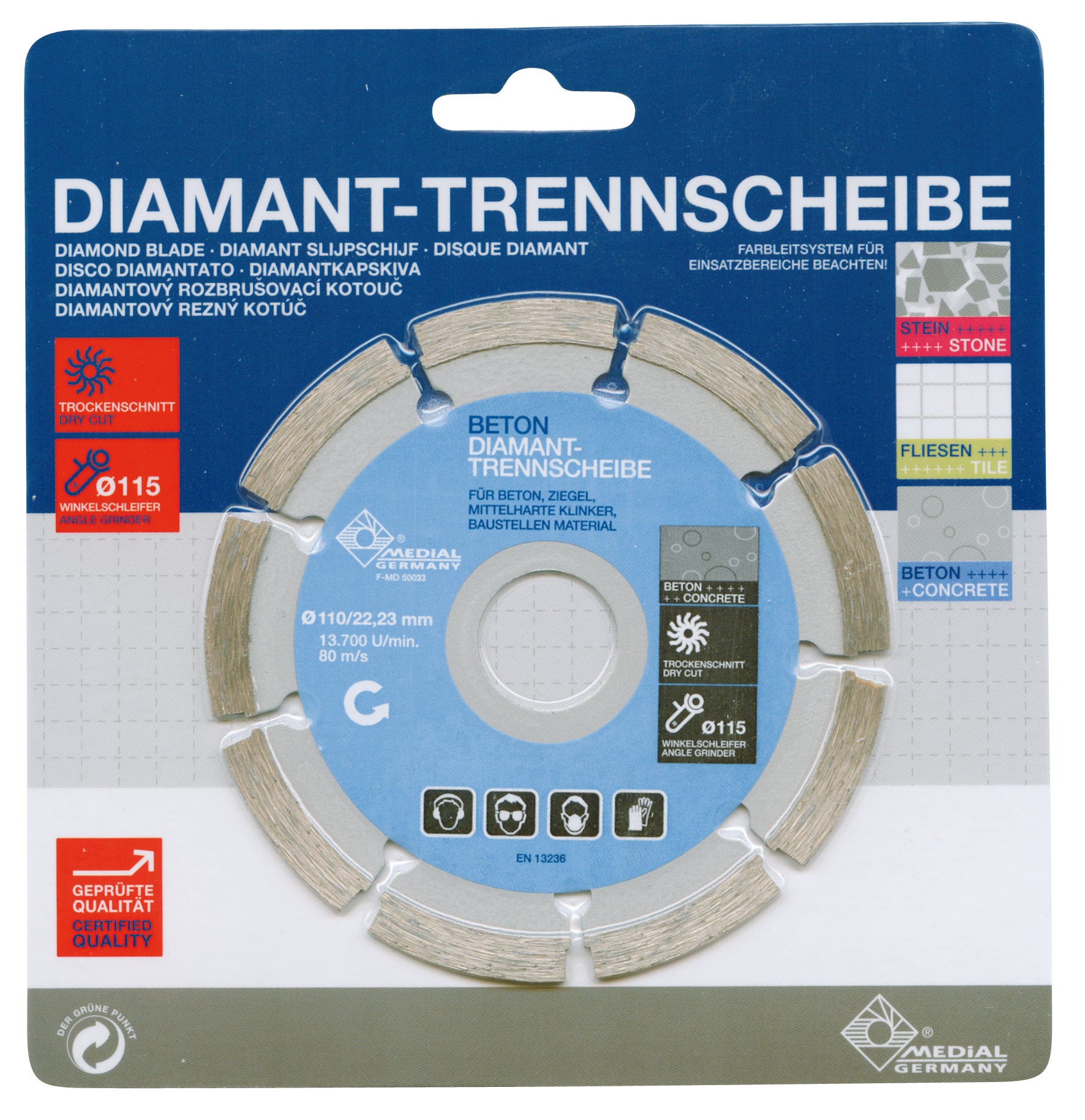 Diamanttrennscheibe 110mm Beton