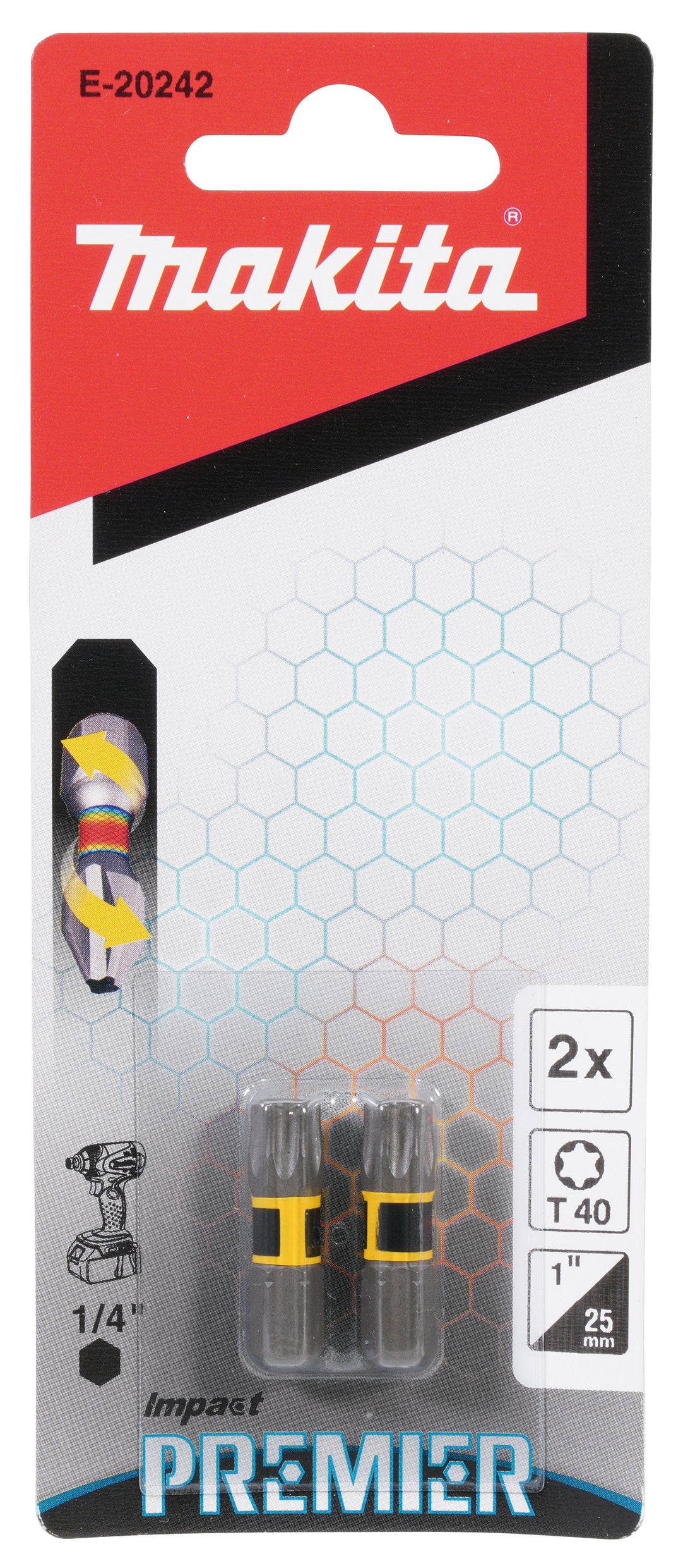 Torsion Schraubbit T40, 25 mm, 1/4", 2 Stk.