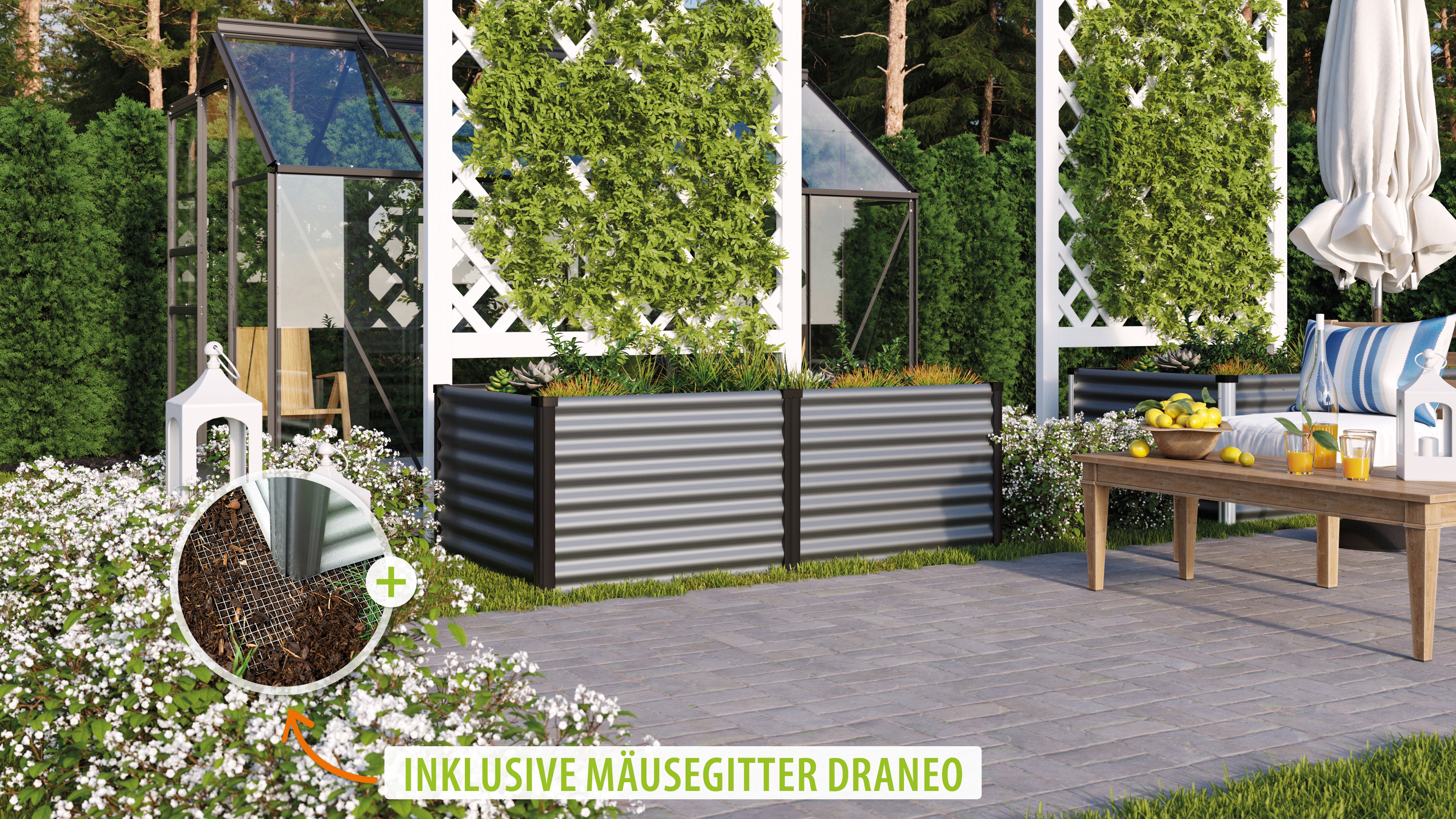 Hochbeet Linus 630, granit/schwarz - Set