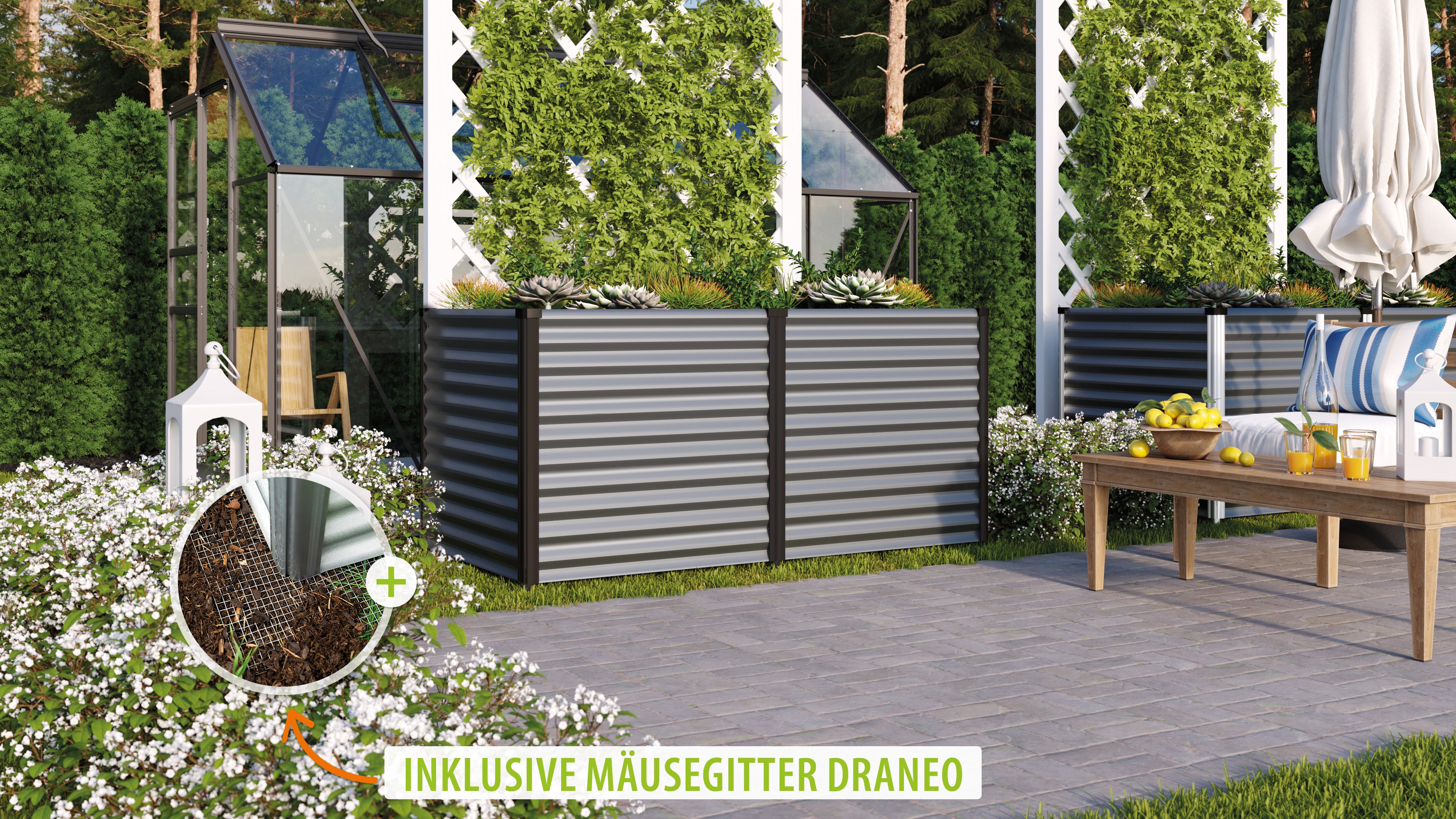 Hochbeet Linus 858, granit/schwarz - Set