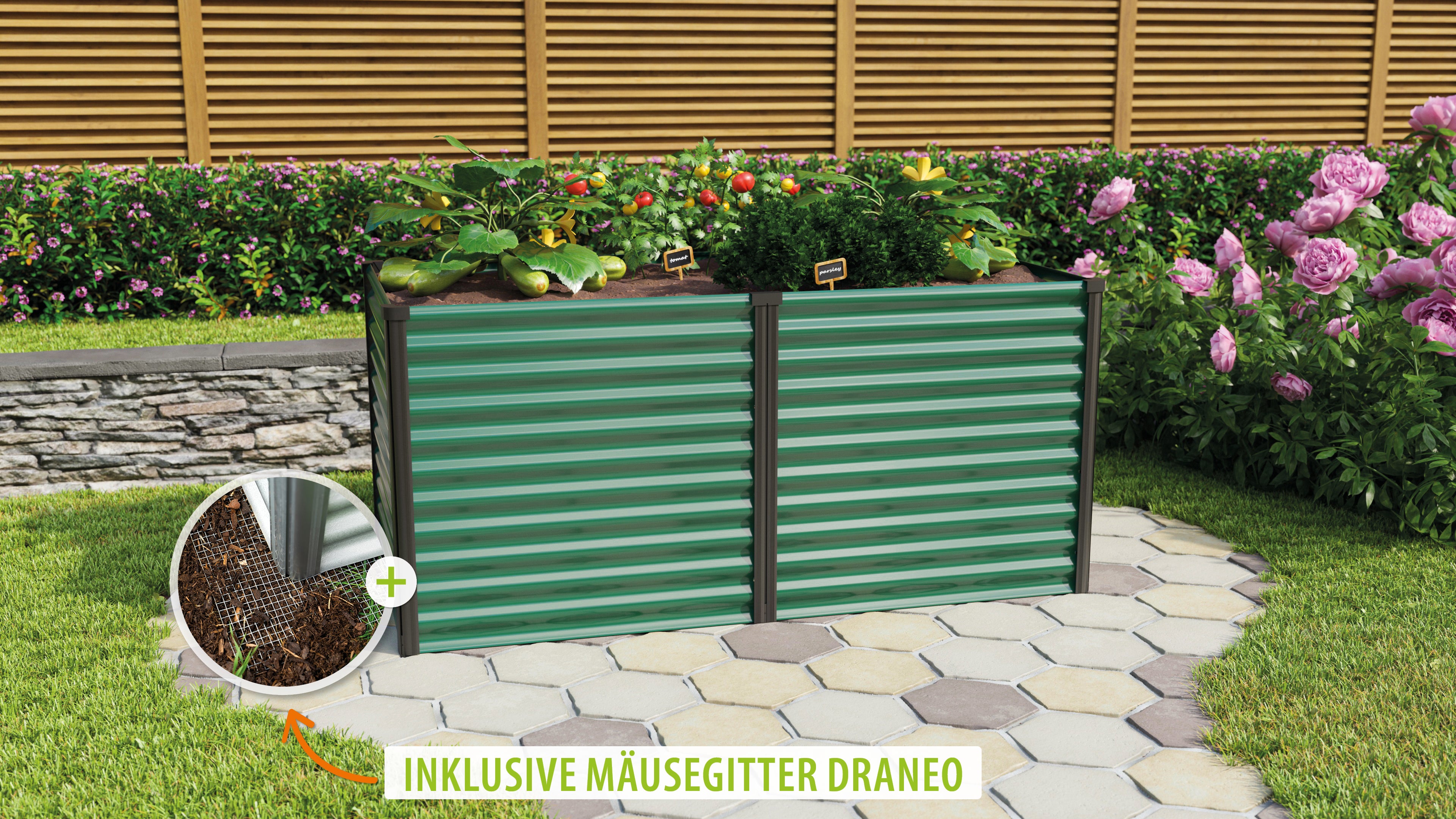Hochbeet Linus 858, seegras/schwarz - Set