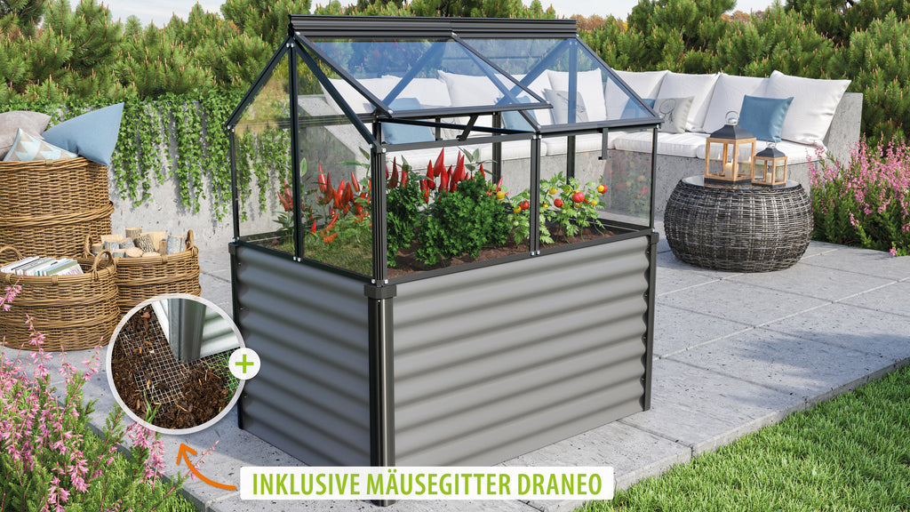 Hochfrühbeet Gaia Jumbo ESG, granit/schwarz - Set