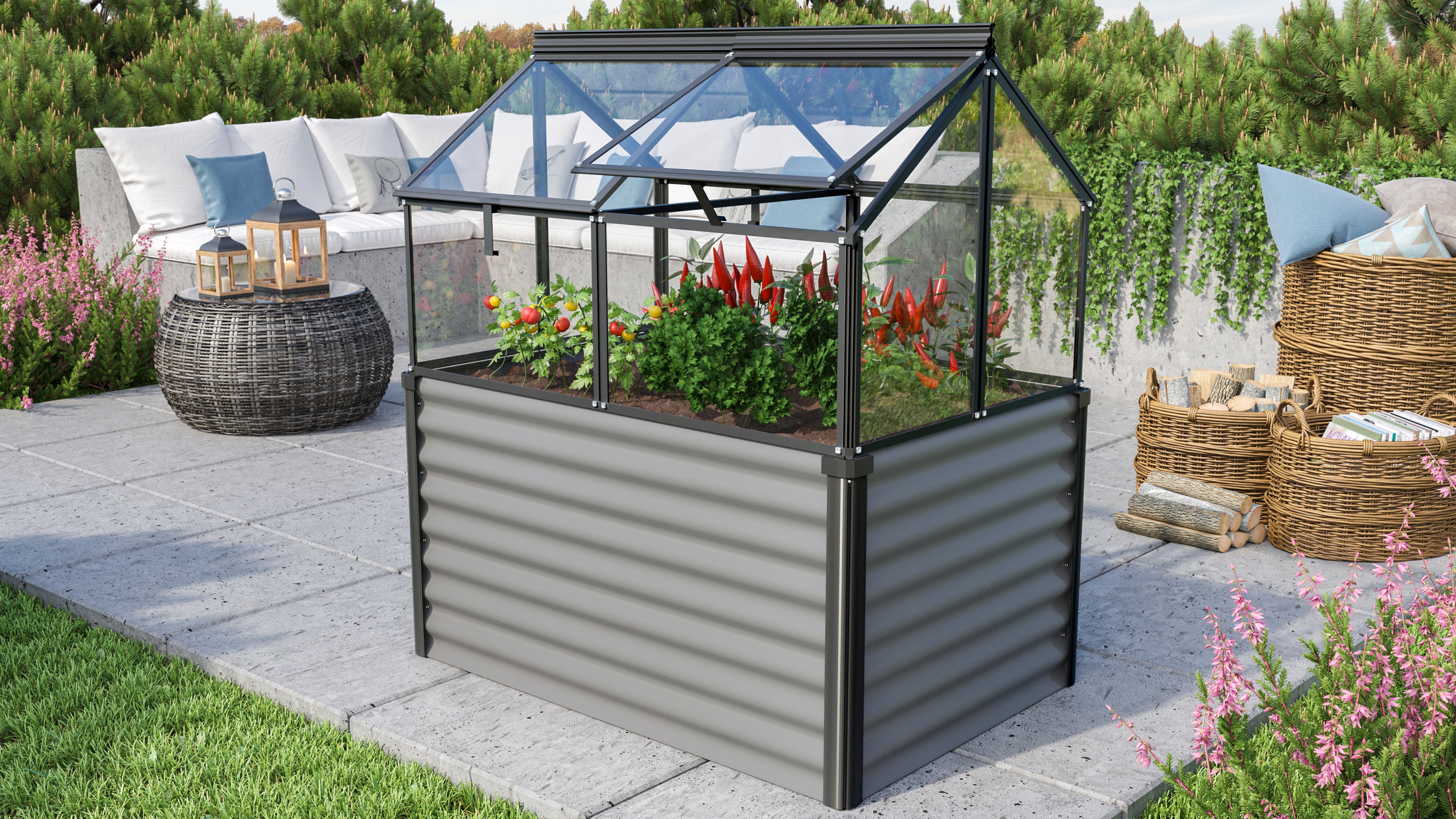 Hochfrühbeet Gaia Jumbo ESG, granit/schwarz - Set
