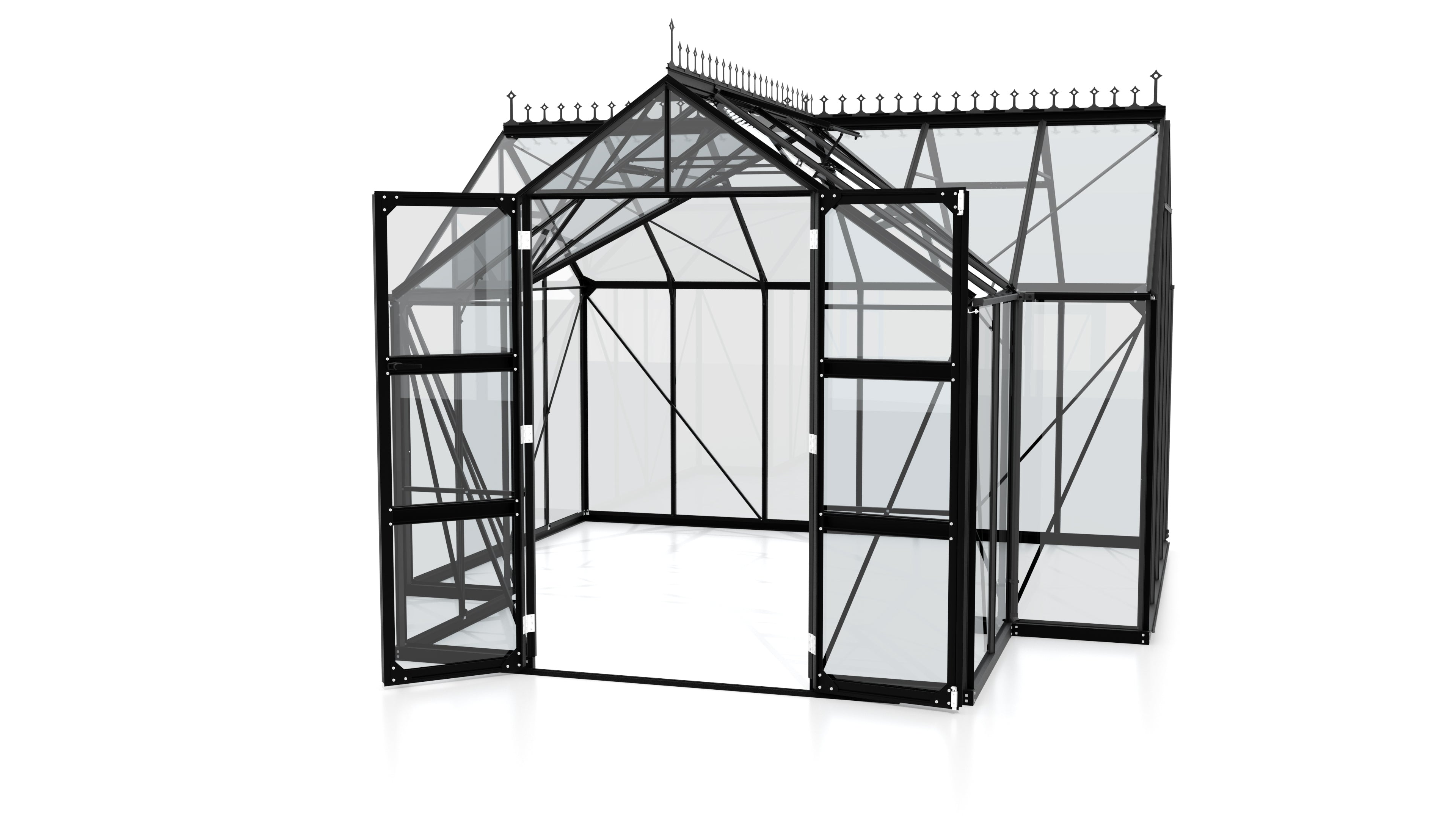 Gewächshaus Clarus ESG 3mm, schwarz - Set