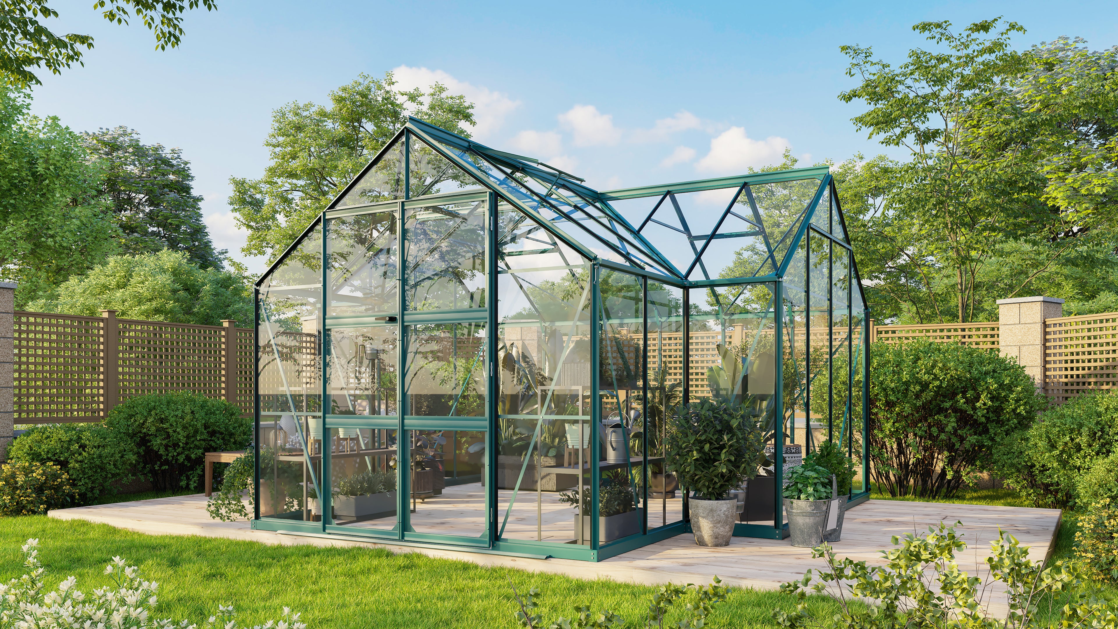 Gewächshaus Clarus ESG 3mm, smaragd - Set
