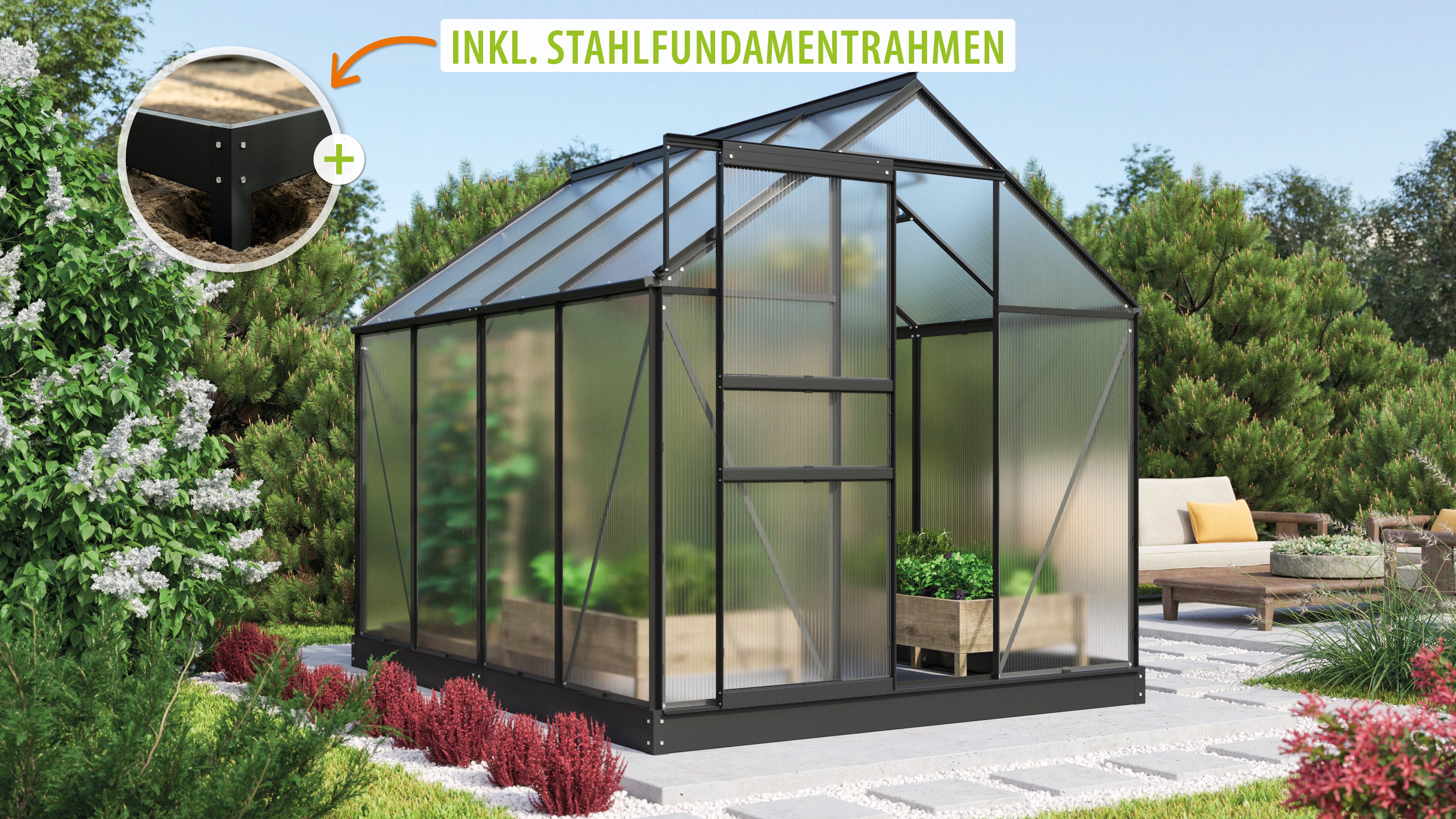 Gewächshaus Comet 5000 HKP4mm, schwarz - Set