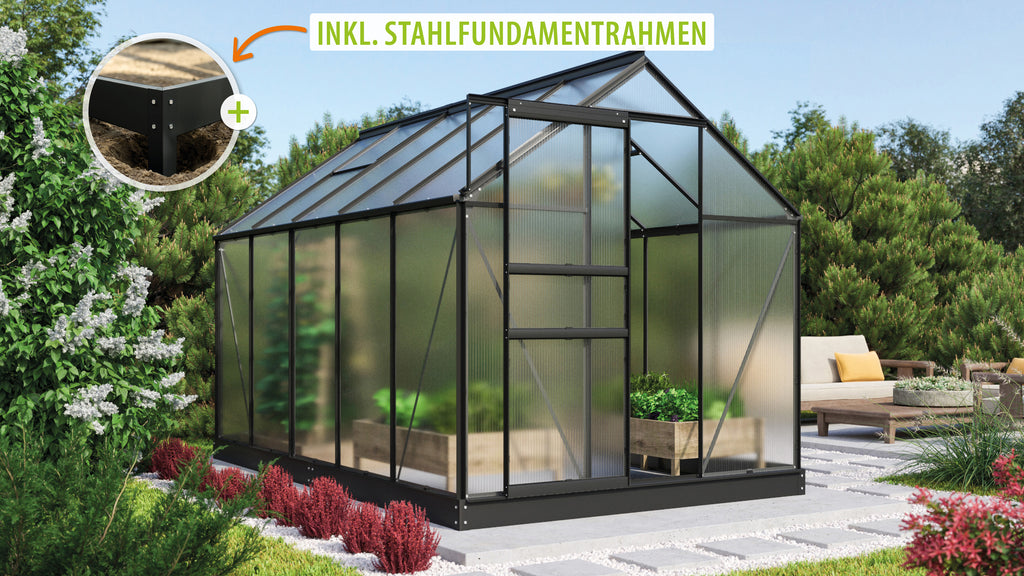 Gewächshaus Comet 6200 HKP4mm, schwarz - Set