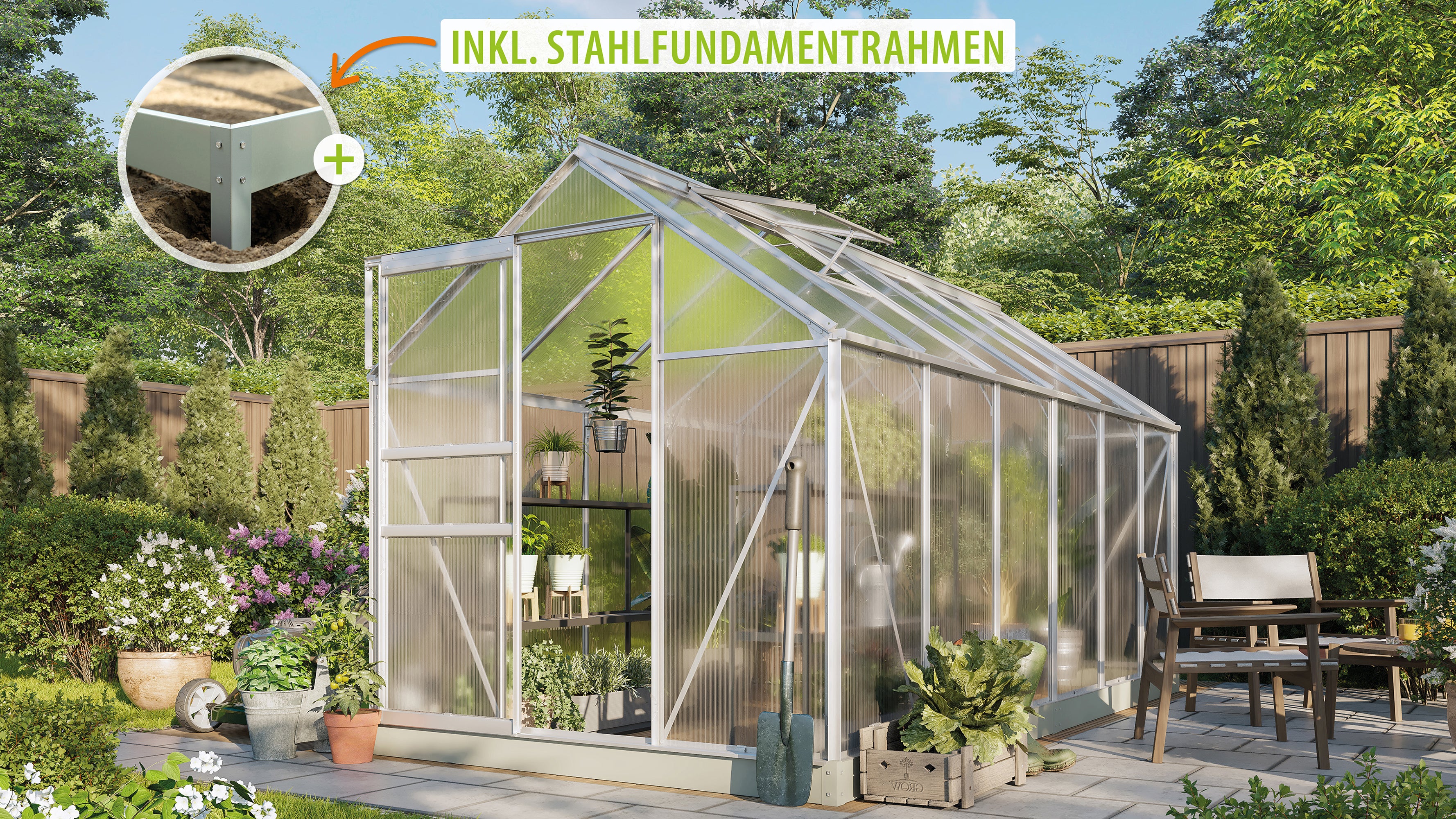 Gewächshaus Comet 7500 HKP 4mm - Set