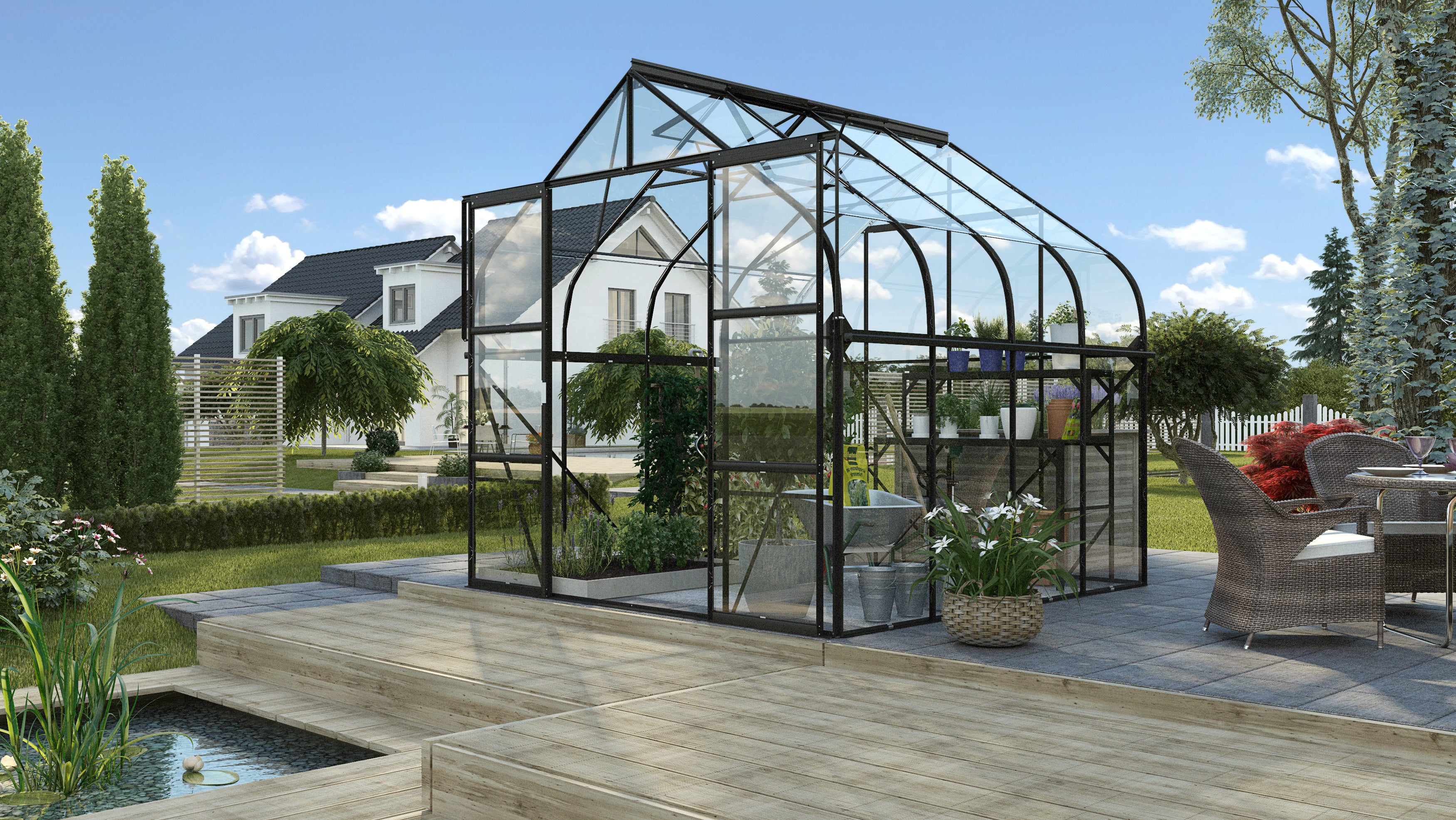 Gewächshaus Diana 6700 ESG3mm, schwarz - Set