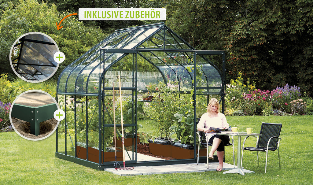 Gewächshaus Diana 6700 ESG3mm, smaragd - Set