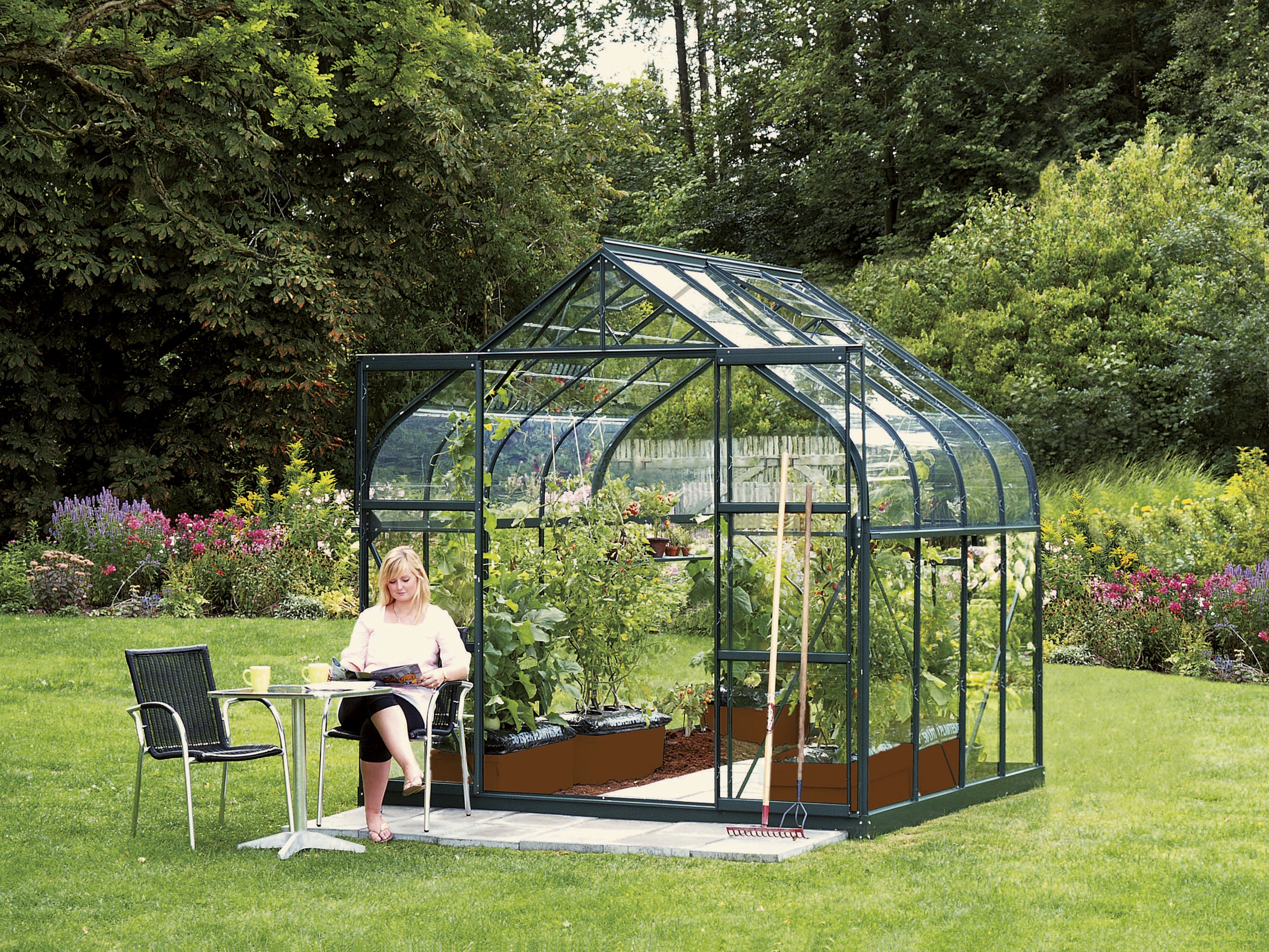 Gewächshaus Diana 6700 ESG3mm, smaragd - Set