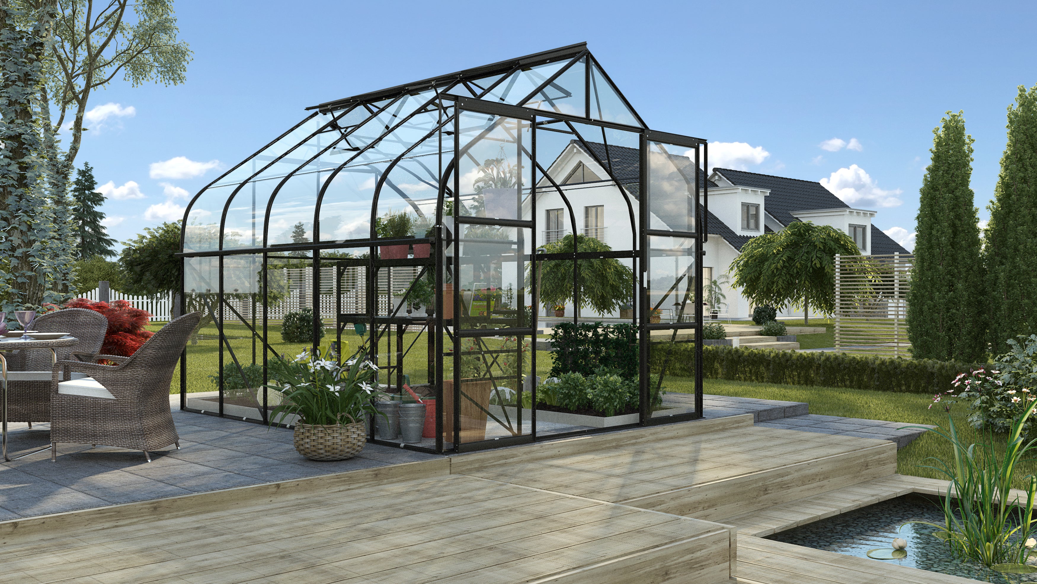 Gewächshaus Diana 8300 ESG3mm, schwarz - Set
