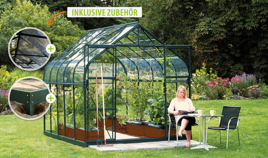 Gewächshaus Diana 8300 ESG3mm, smaragd - Set