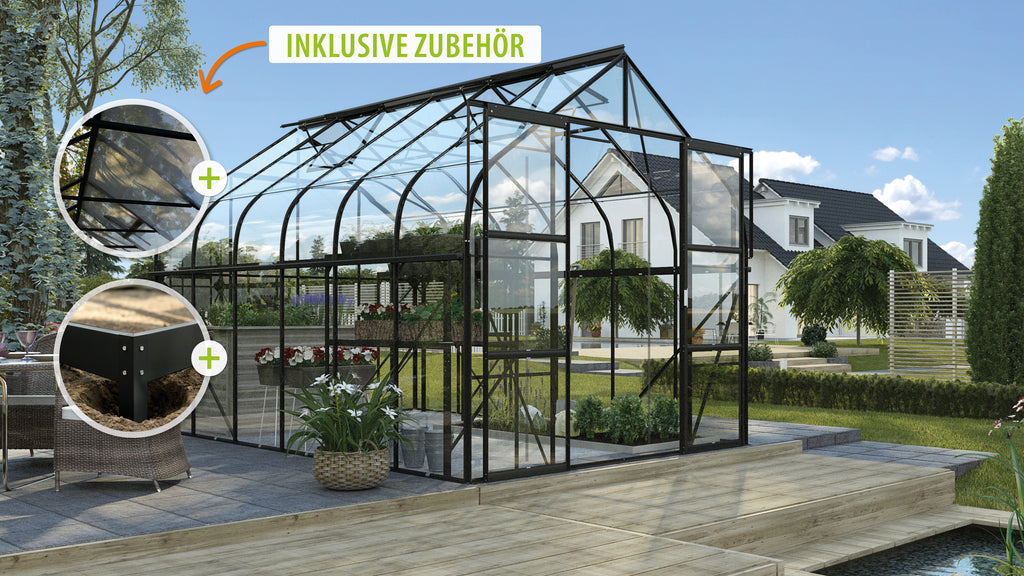Gewächshaus Diana 9900 ESG3mm, schwarz - Set