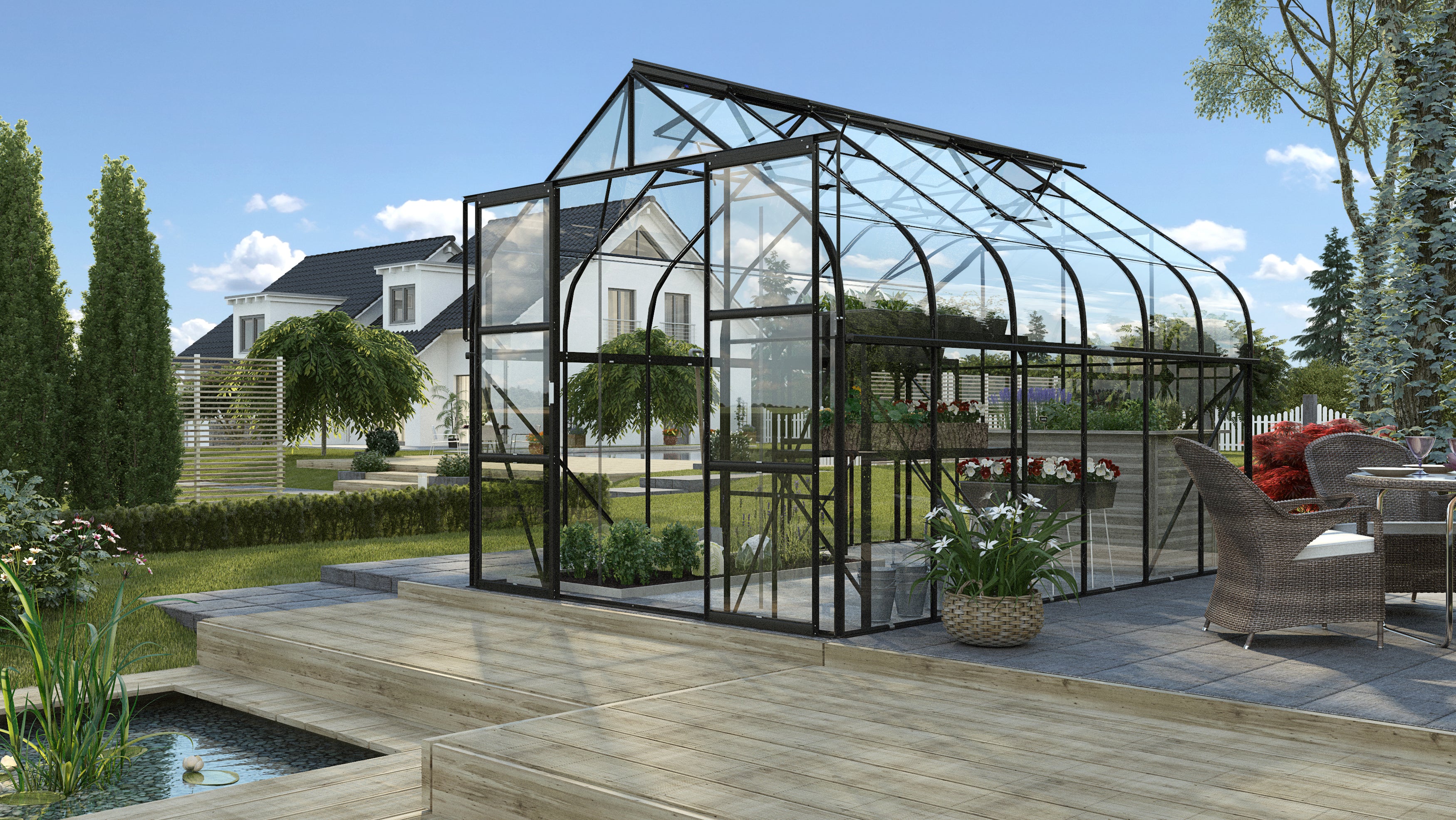 Gewächshaus Diana 9900 ESG3mm, schwarz - Set