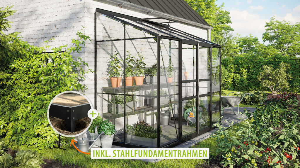Gewächshaus Ida 3300 ESG3mm, schwarz - Set
