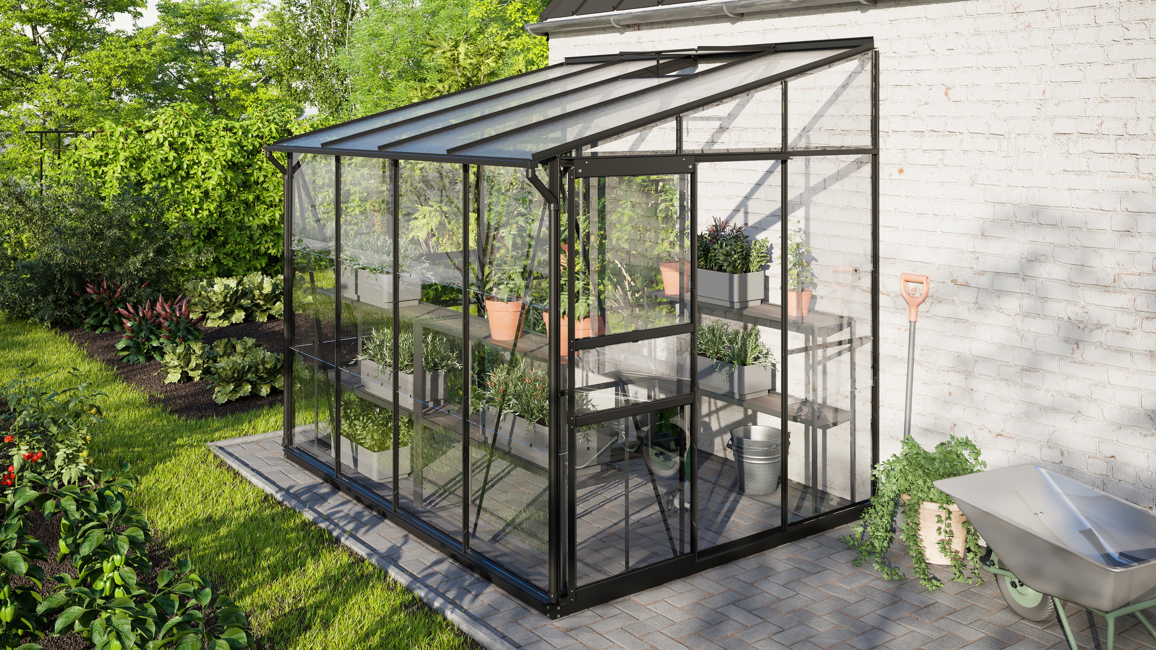 Gewächshaus Ida 5200 ESG/HKP, schwarz - Set
