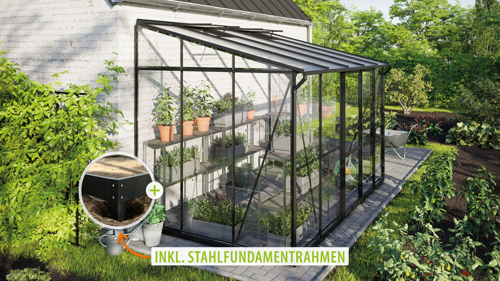 Gewächshaus Ida 6500 ESG/HKP, schwarz - Set