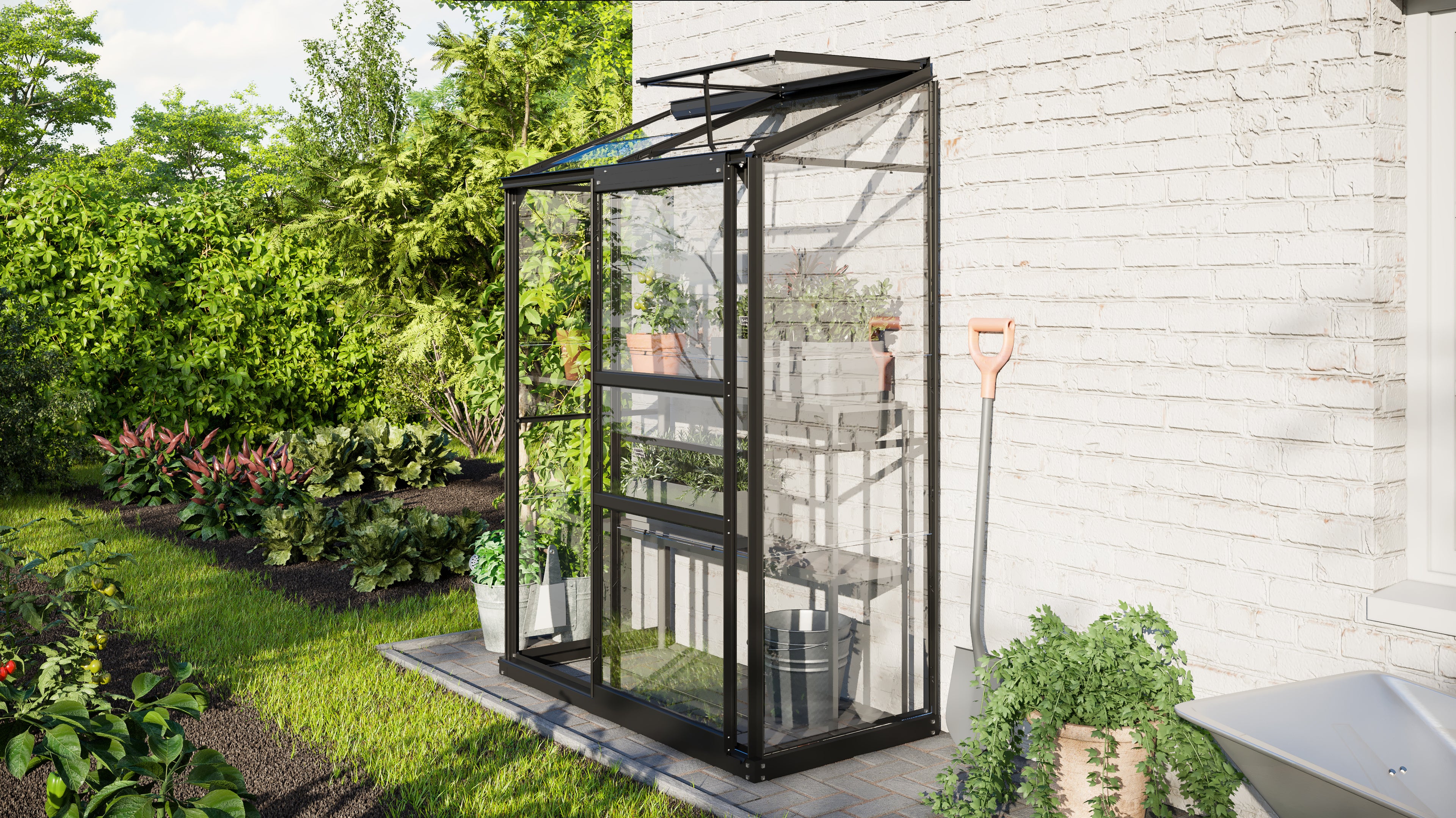 Gewächshaus Ida 900 ESG3mm, schwarz - Set