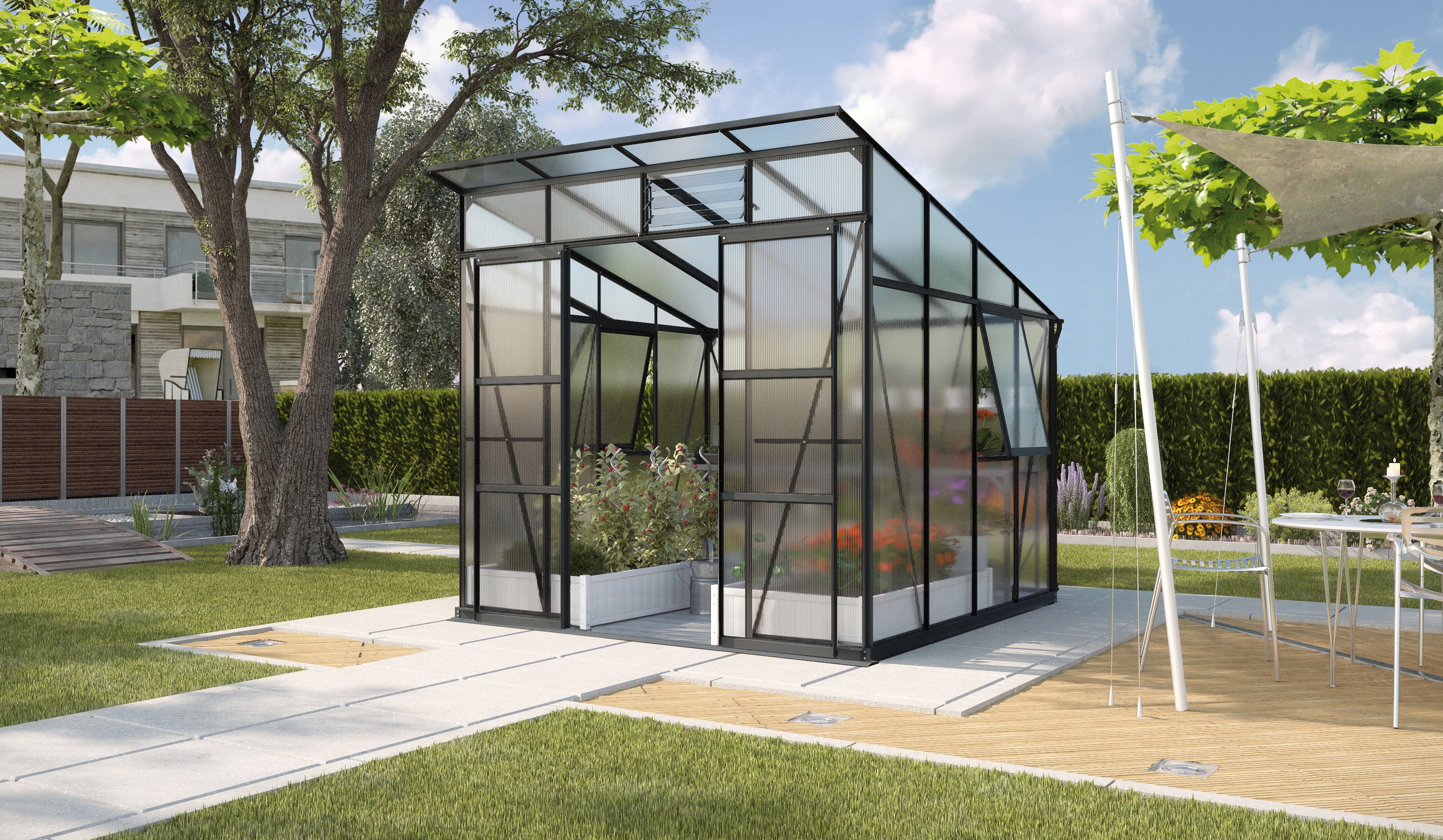 Gewächshaus Playa 7600 HKP6mm, schwarz