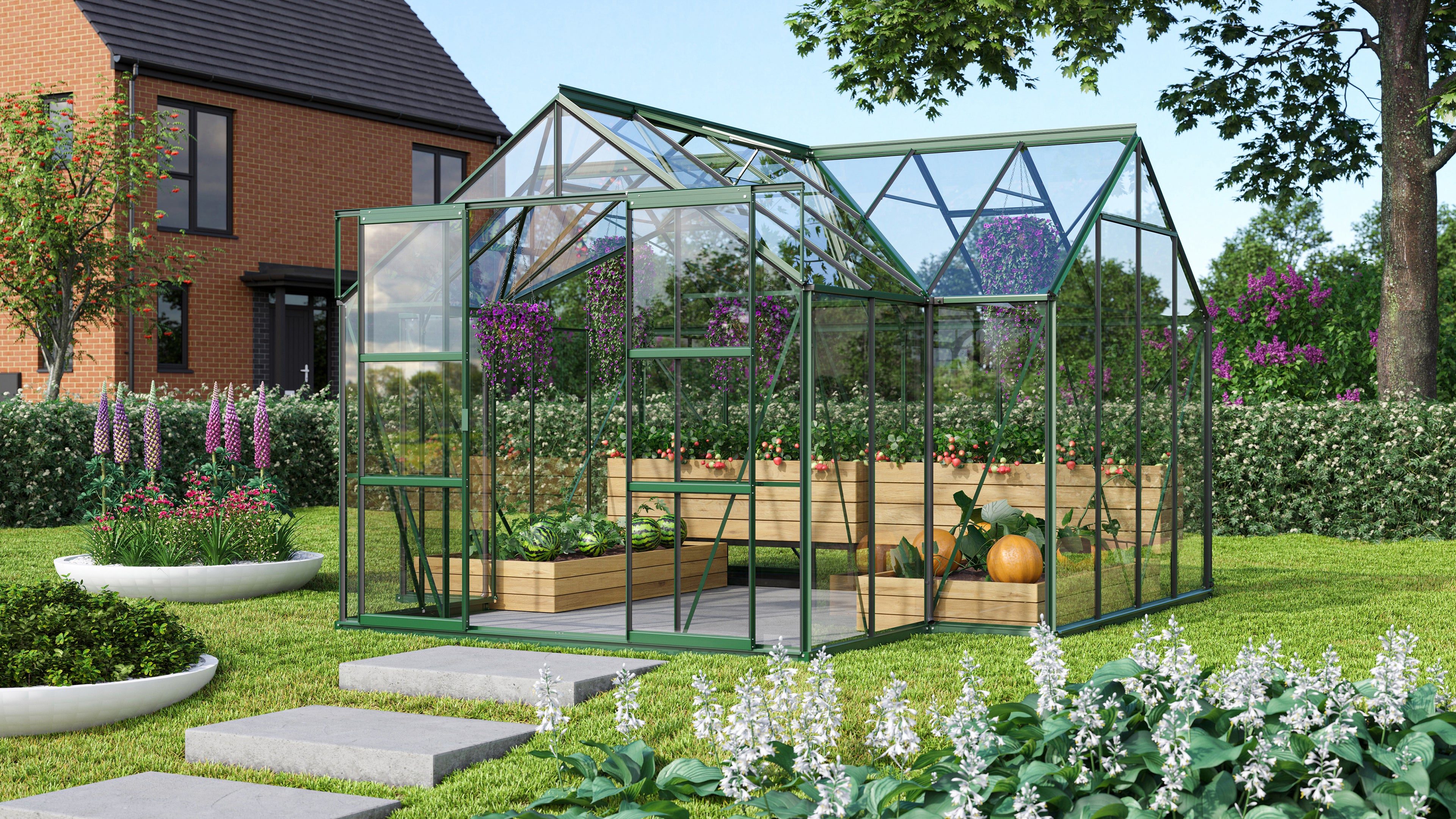 Gewächshaus Sirius ESG 3mm, smaragd - Set
